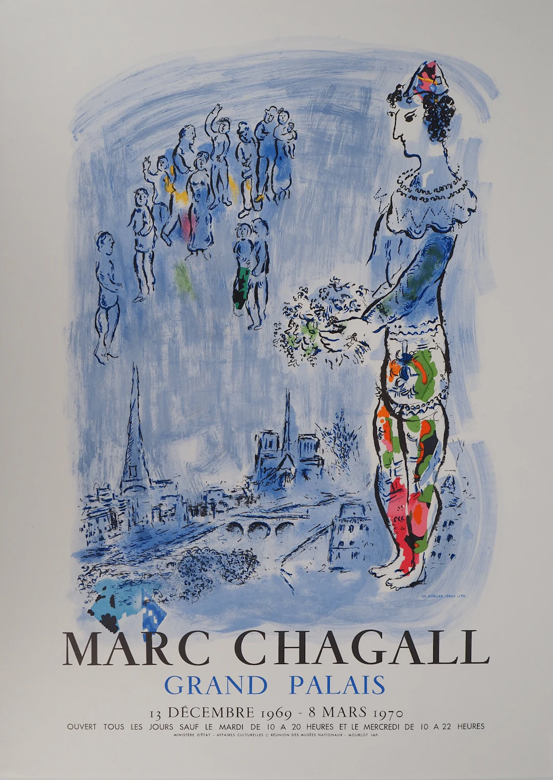 Marc CHAGALL : Le magicien de Paris, Affiche en lithographie
