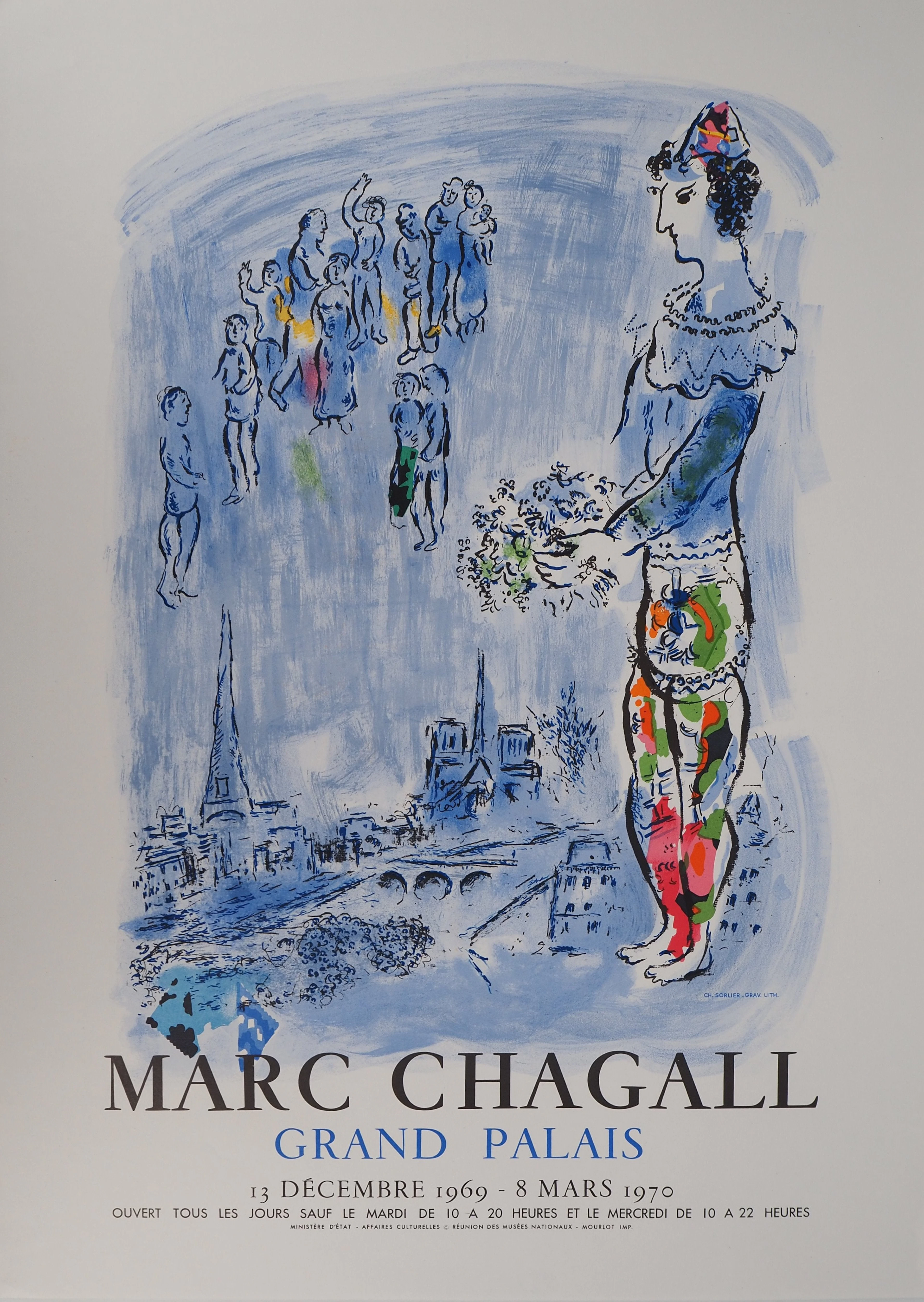Marc CHAGALL : Le magicien de Paris, Affiche en lithographie