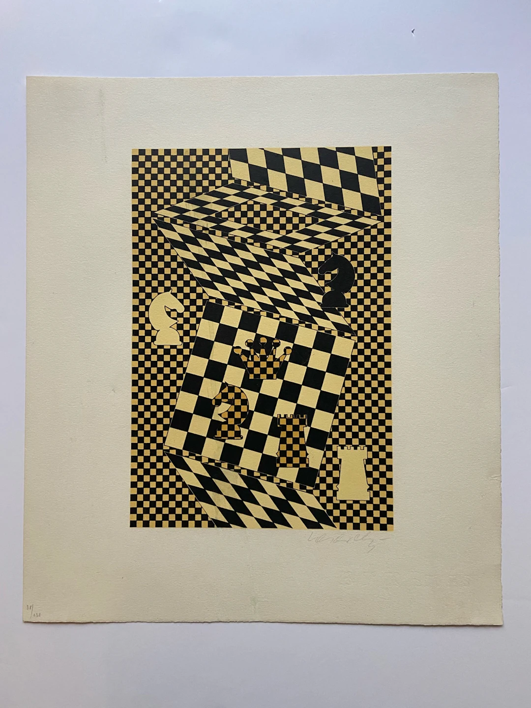 Victor VASARELY - L’Échiquier, 1935 - Lithographie signée au crayon