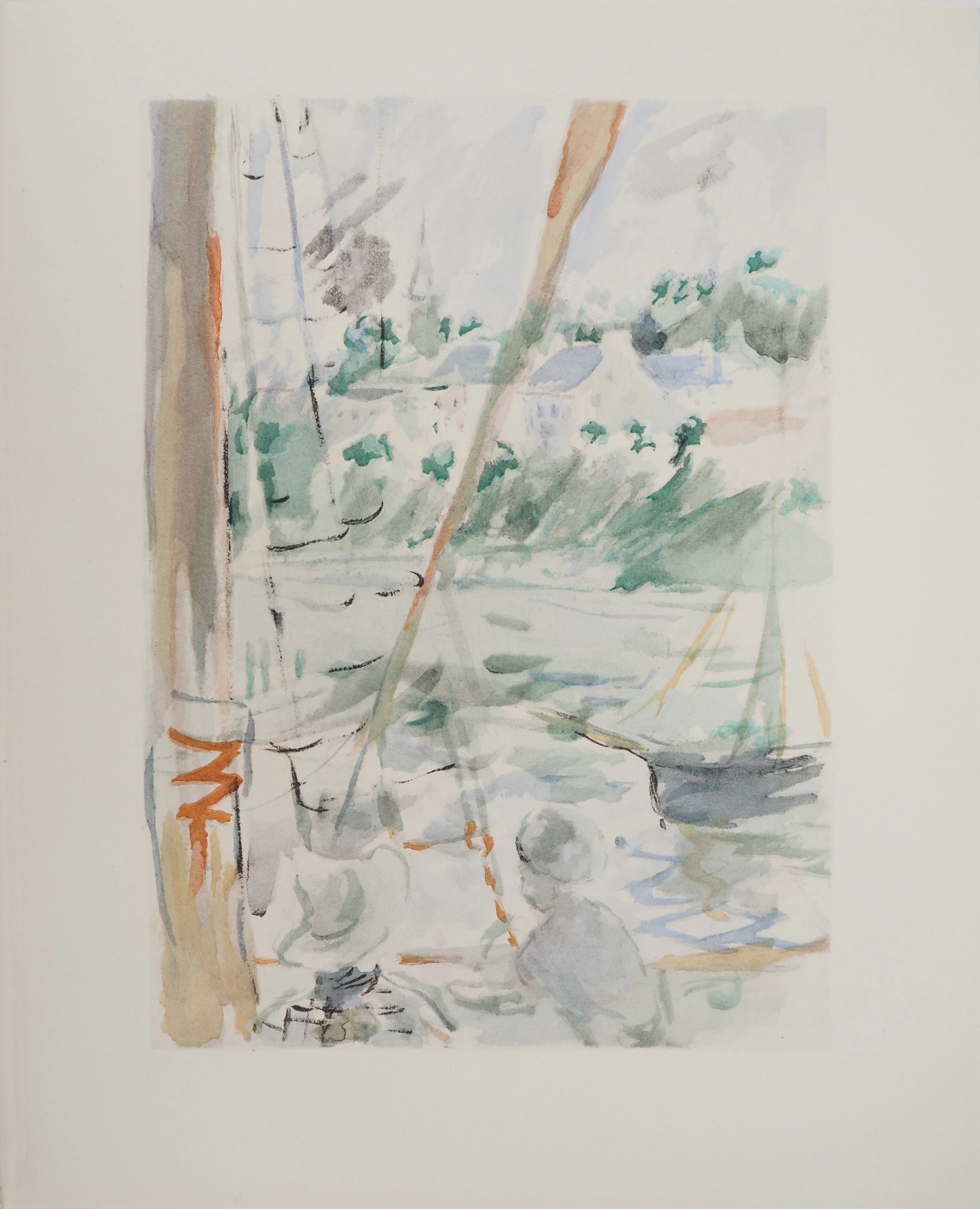 Berthe MORISOT : Arrivée à Jersey en bateau, Lithographie