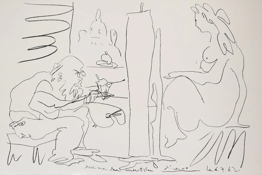 Pablo PICASSO - Le peintre et son modèle - Lithographie signée planche