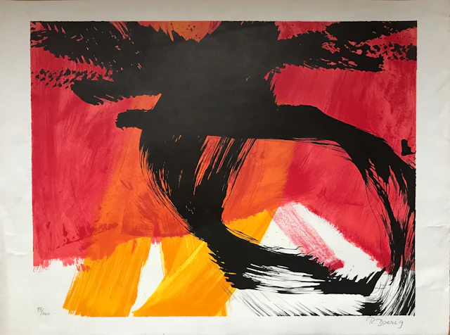 Roswitha DOERIG - Composition ,vers 1990 - Lithographie originale signée