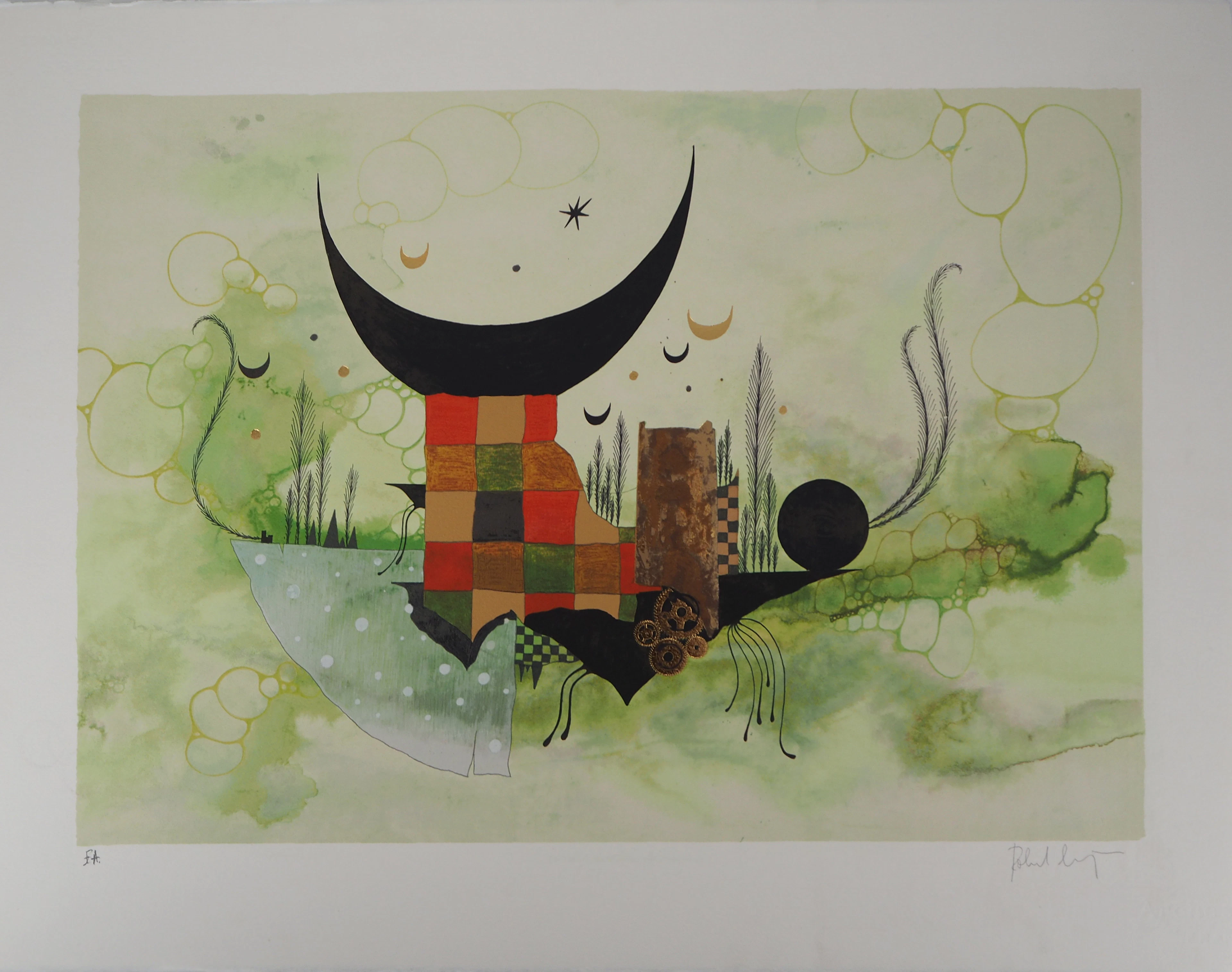 Roland CUCEJ : Triomphe de la Lune - Lithographie originale signée