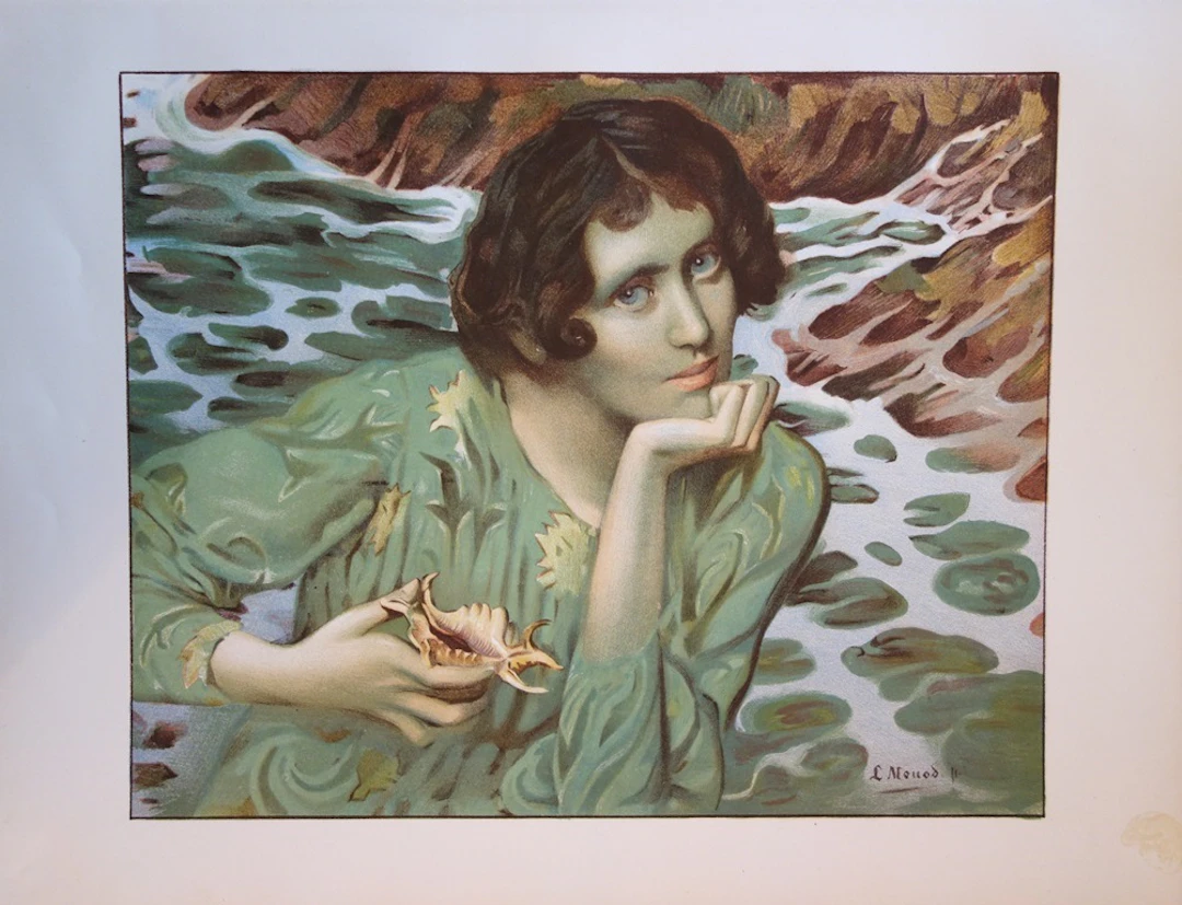 L. H. Monod - La voix des sources, Lithographie originale signée (1897)