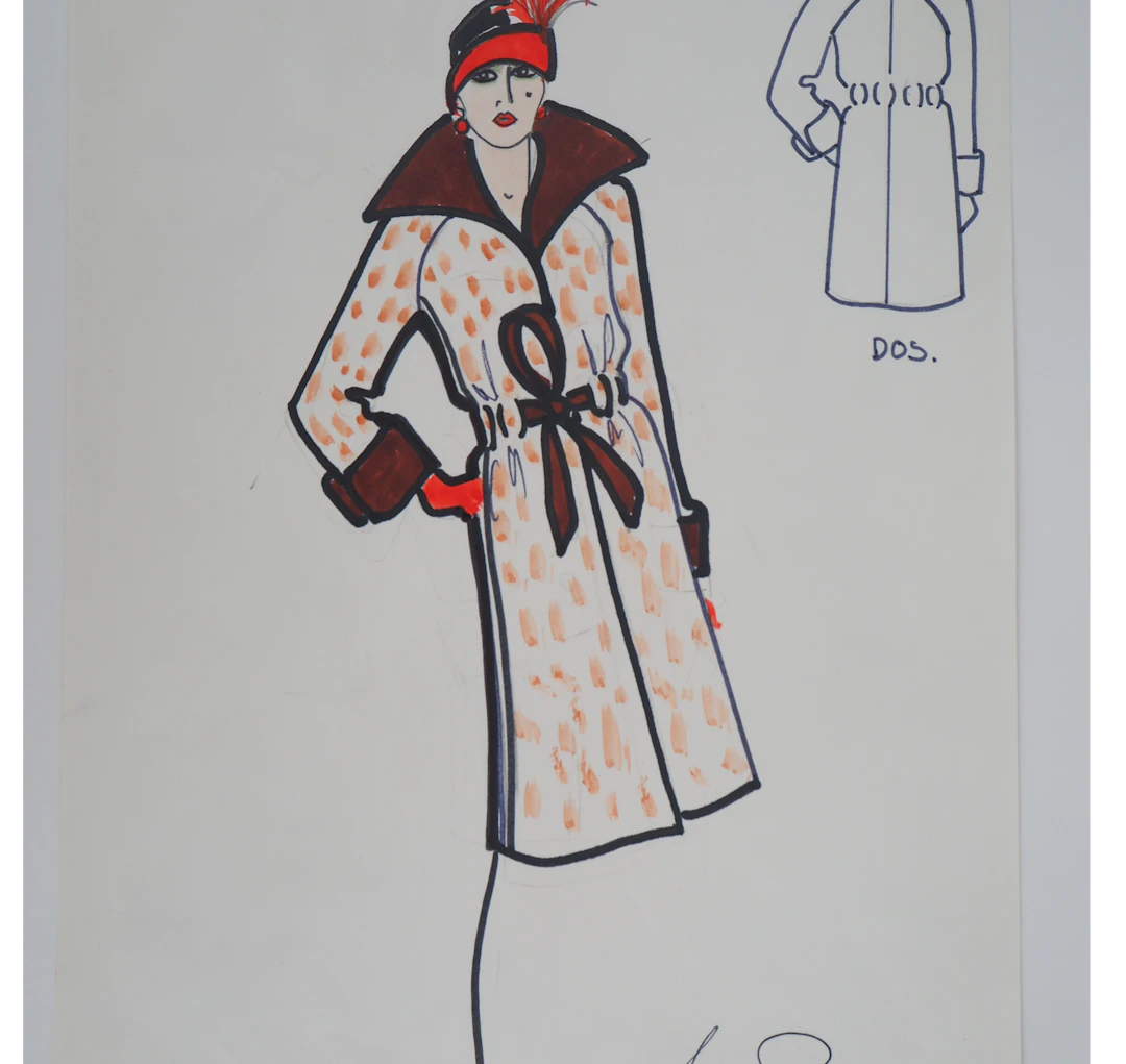 Serge PONS - Manteau à col châle - Aquarelle signée
