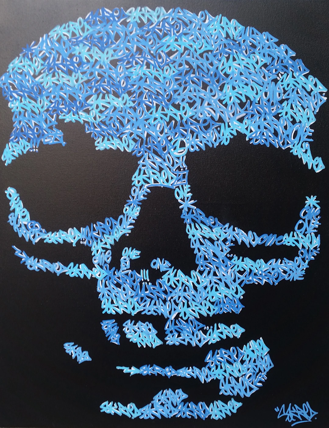 Roulland T ( a.k.a Skred ) - Small Skull Blaze Thirty , 2018, Acrylique