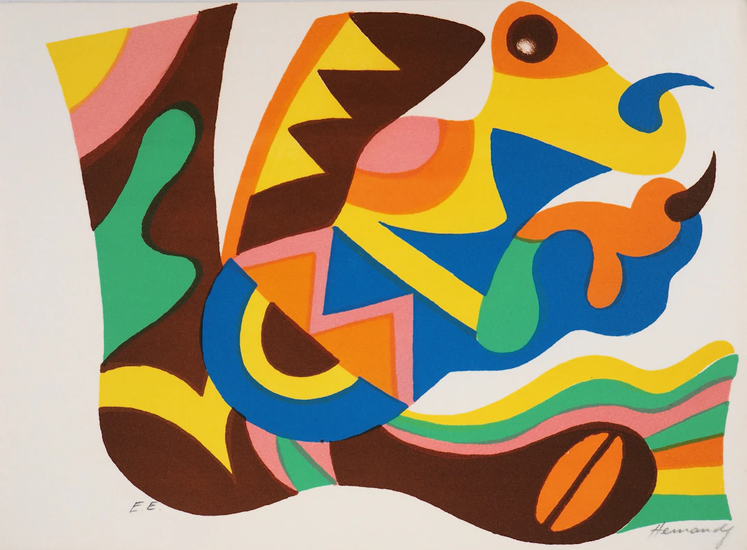Mariano HERNANDEZ : Hommage à Miro, Lithographie originale signée