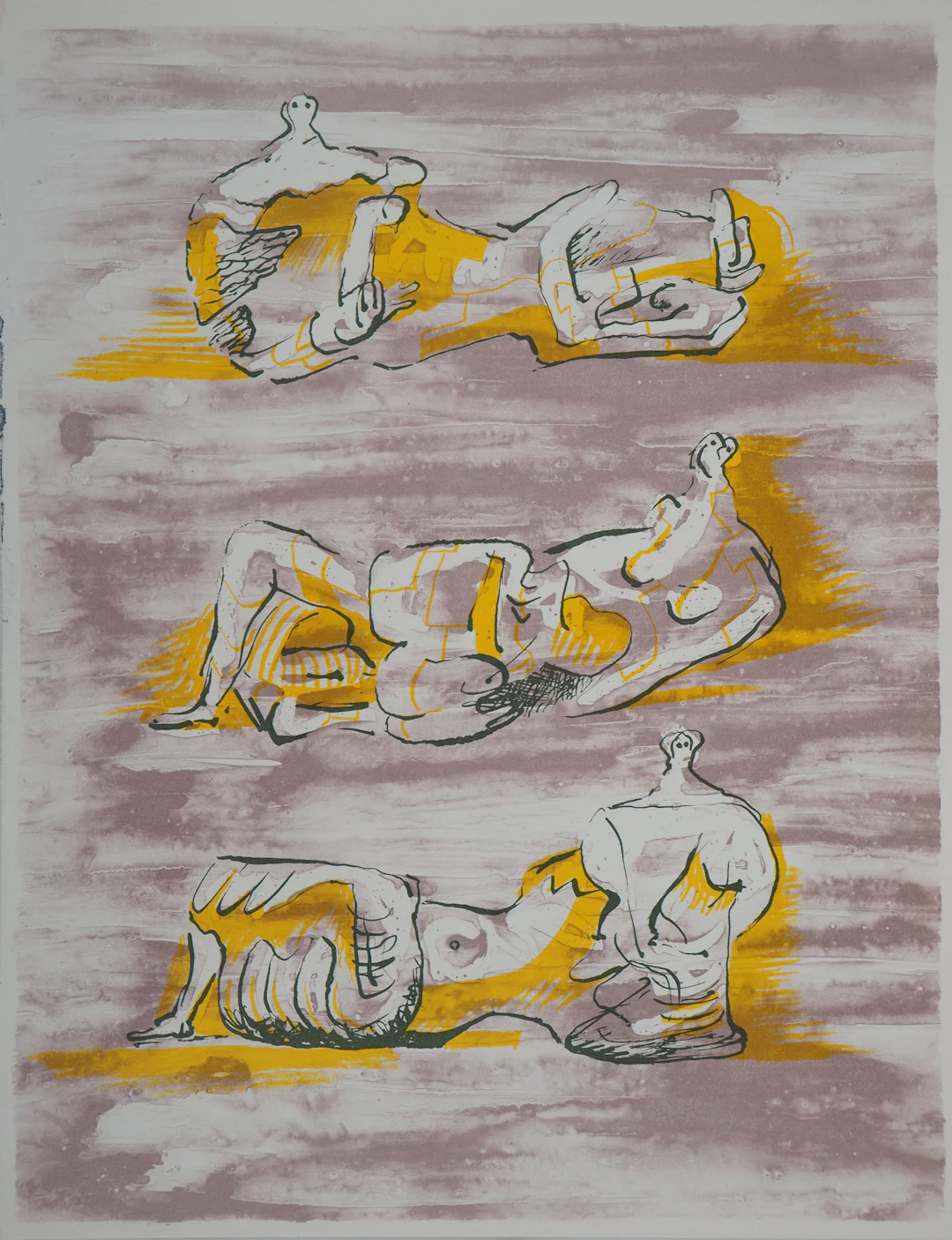 Henry MOORE : Trois nus couchés - Lithographie originale