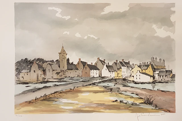 Jean Pierre LAURENT - Village breton, 1980 - Lithographie originale signée