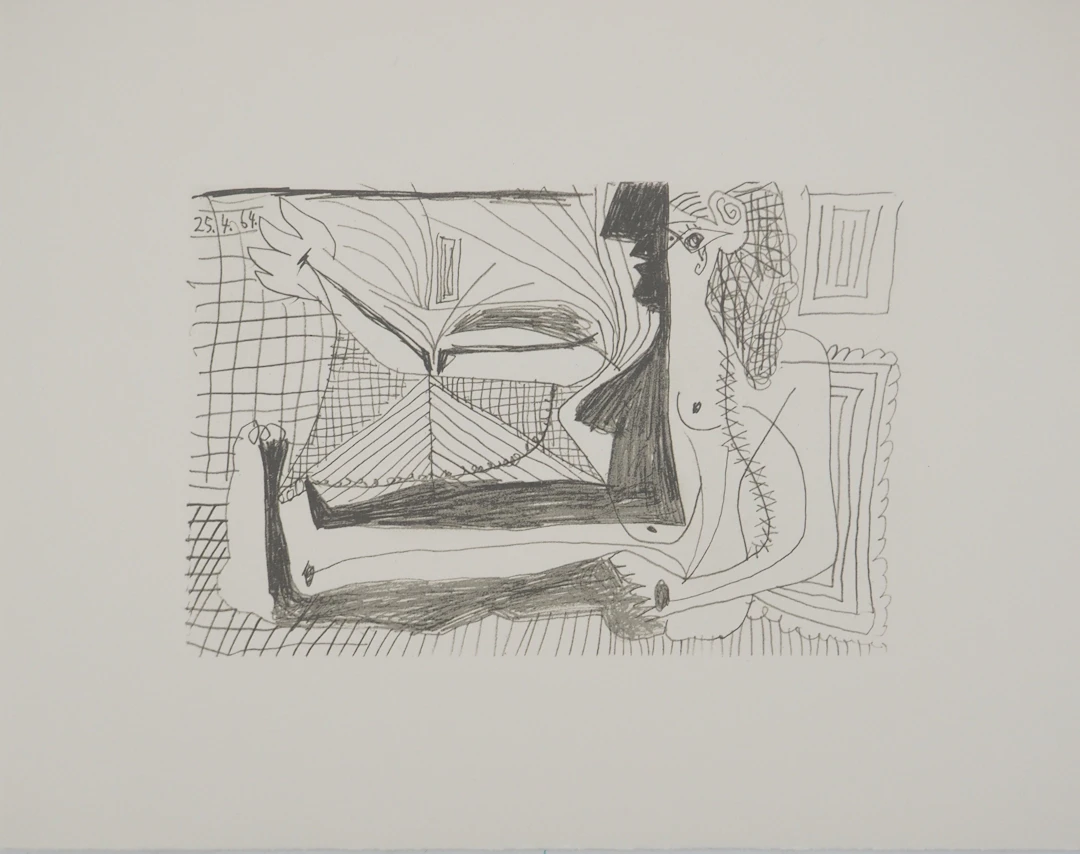 Pablo PICASSO : Le Goût du Bonheur, La muse à l'ombre, Lithographie