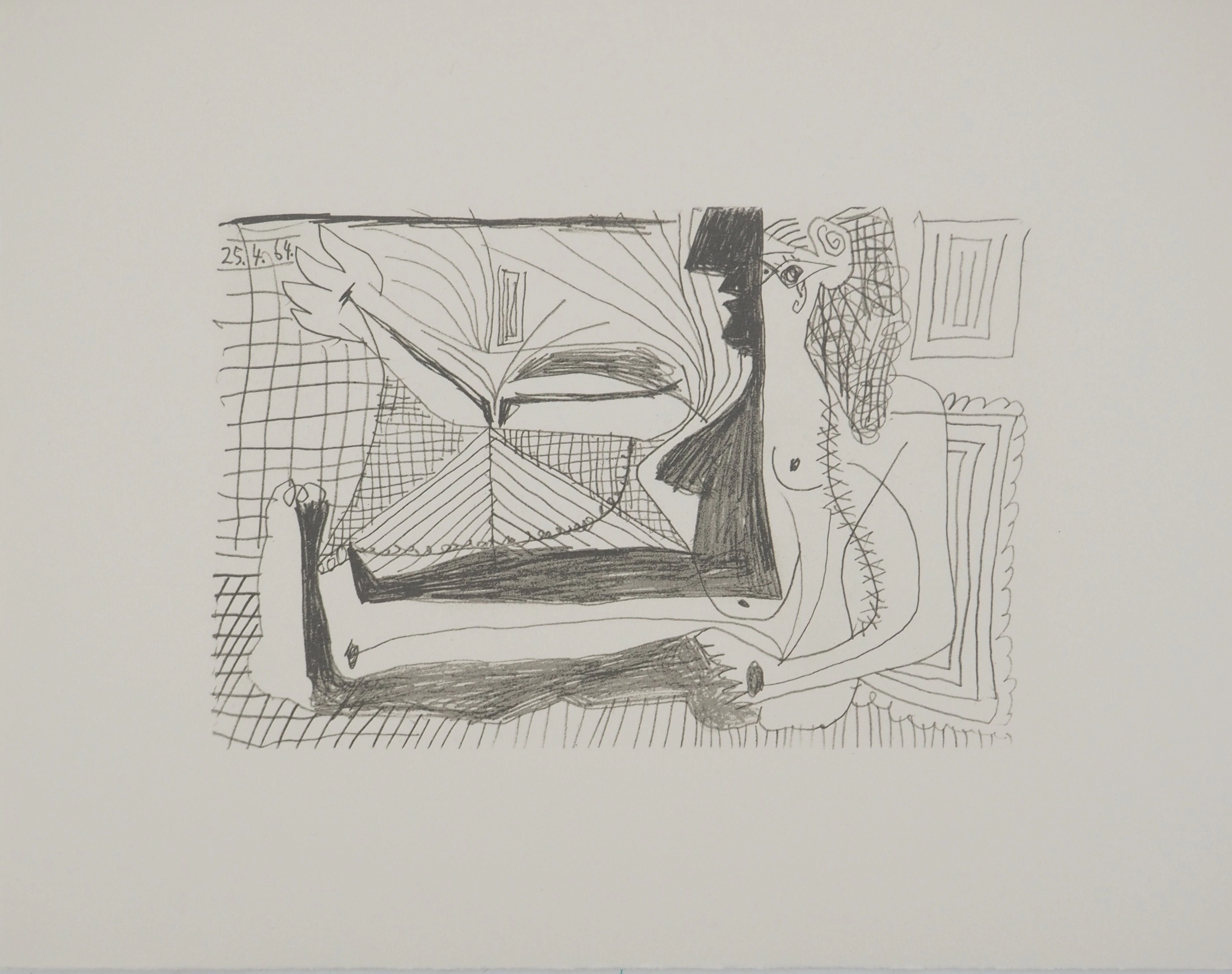 Pablo PICASSO : Le Goût du Bonheur, La muse à l'ombre, Lithographie