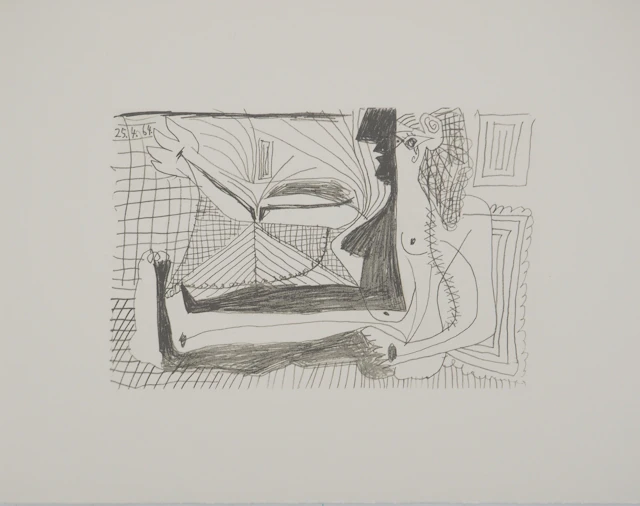 Pablo PICASSO : Le Goût du Bonheur, La muse à l'ombre, Lithographie