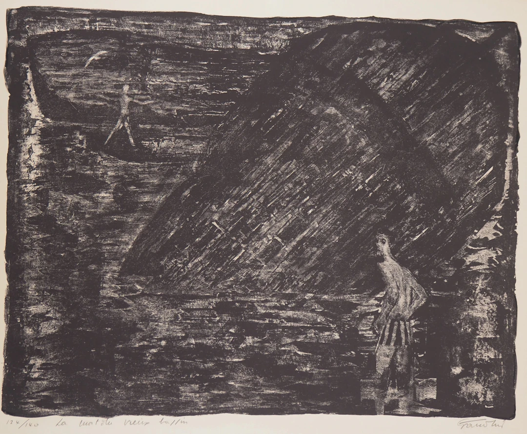 Auguste Jean Gaudin - La mort du vieux bassin - Lithographie originale signée