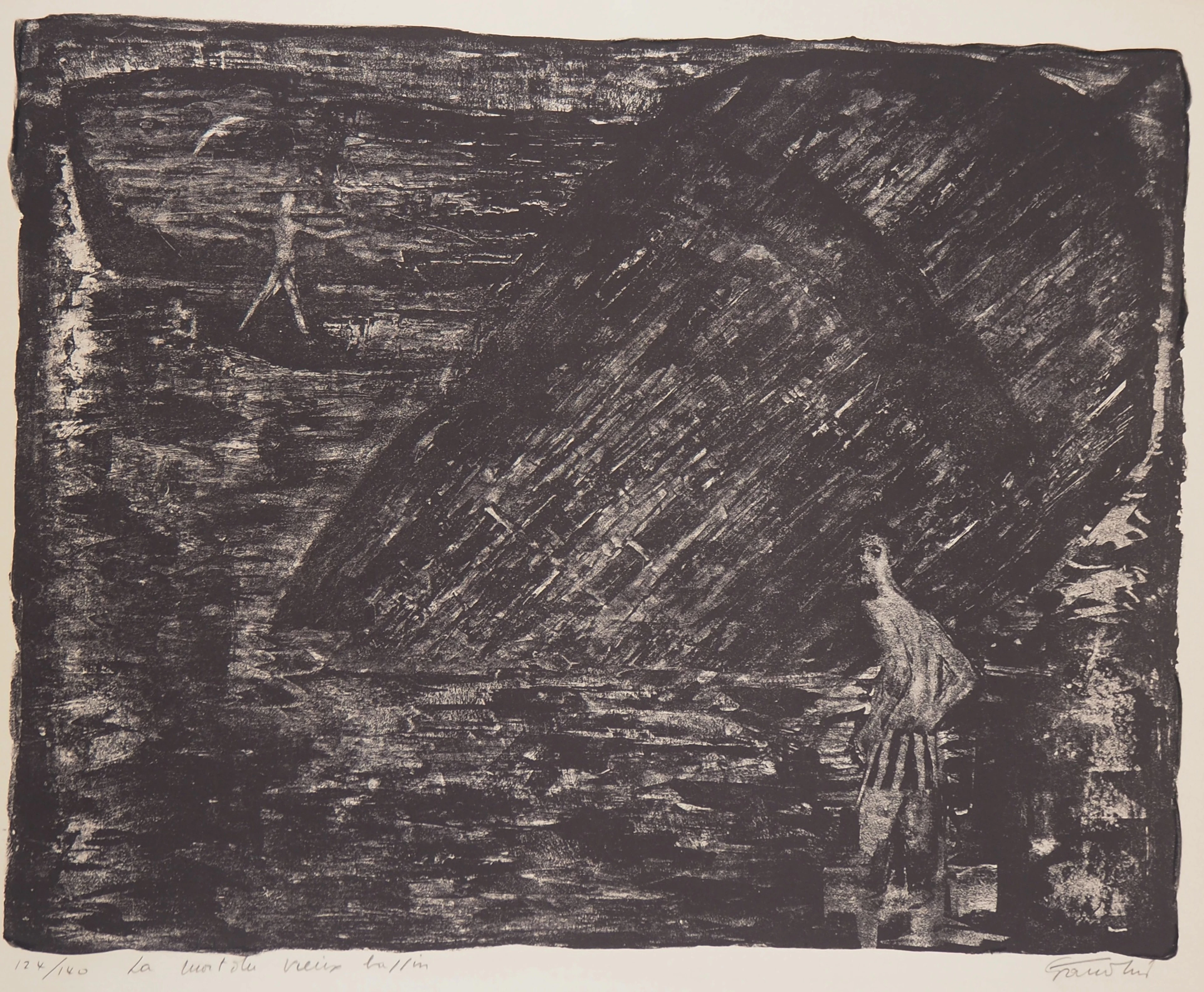 Auguste Jean Gaudin - La mort du vieux bassin - Lithographie originale signée