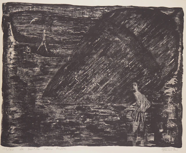 Auguste Jean Gaudin - La mort du vieux bassin - Lithographie originale signée