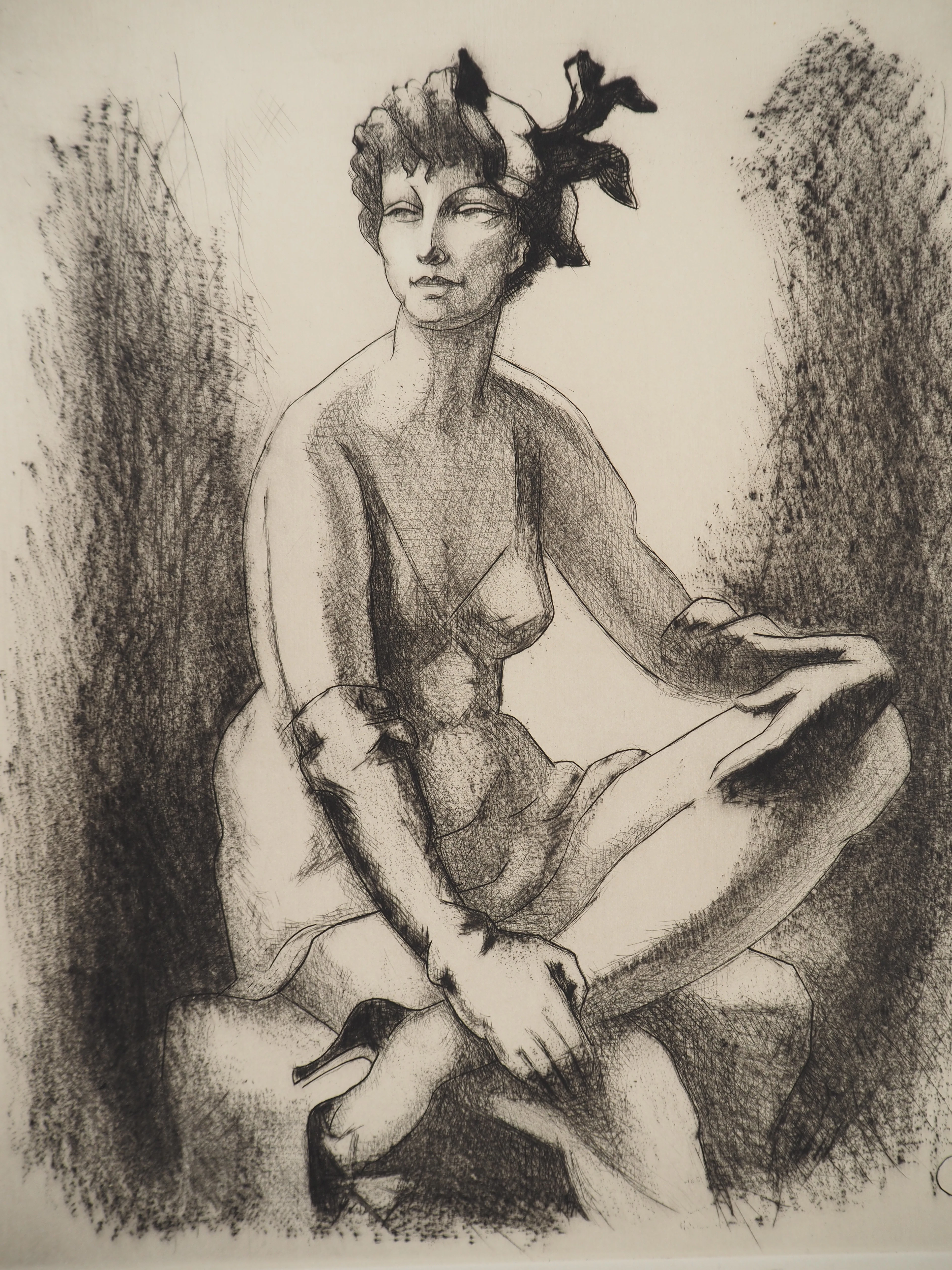 Charles PICART LE DOUX (1881-1959), Elégante assise - Gravure sur