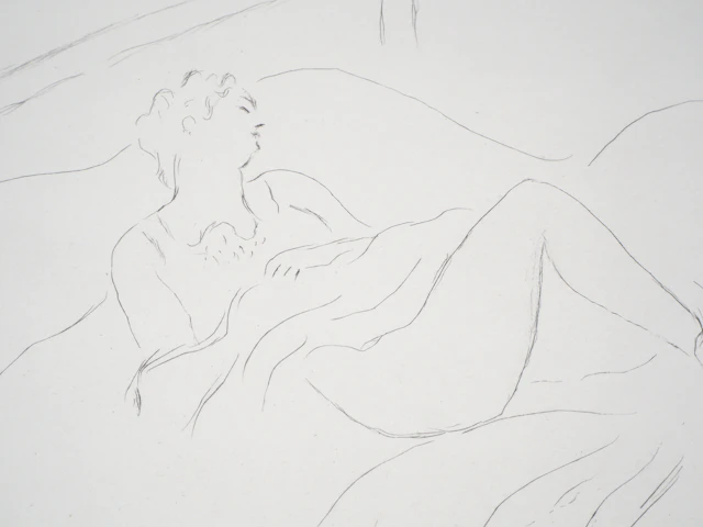 Charles CAMOIN : Jeune femme allongée sur le lit - Gravure originale signée