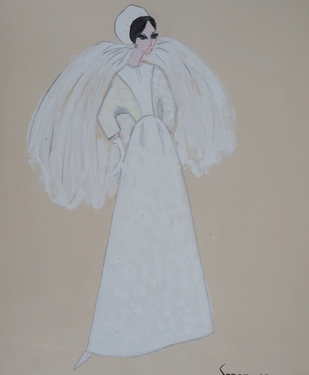 Serge PONS : Robe de mariée - Aquarelle originale signée