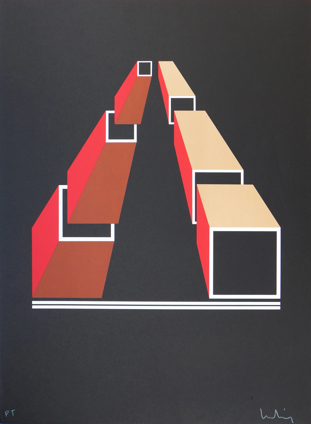Josep MOLINS - Falsaciones del triangulo de Penrose, 2003 - Lithographie signée