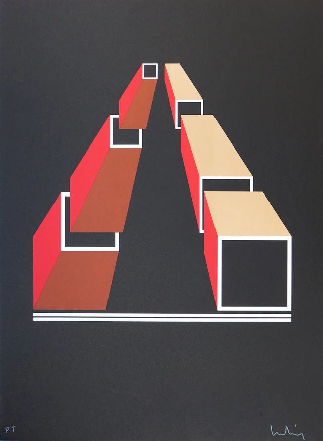 Josep MOLINS - Falsaciones del triangulo de Penrose, 2003, Lithographie signée