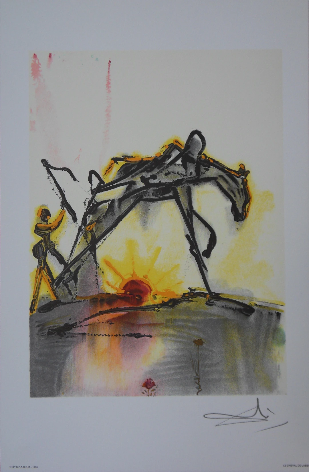Salvador DALI : Les Chevaux, Le Cheval de Labeur - Lithographie signée
