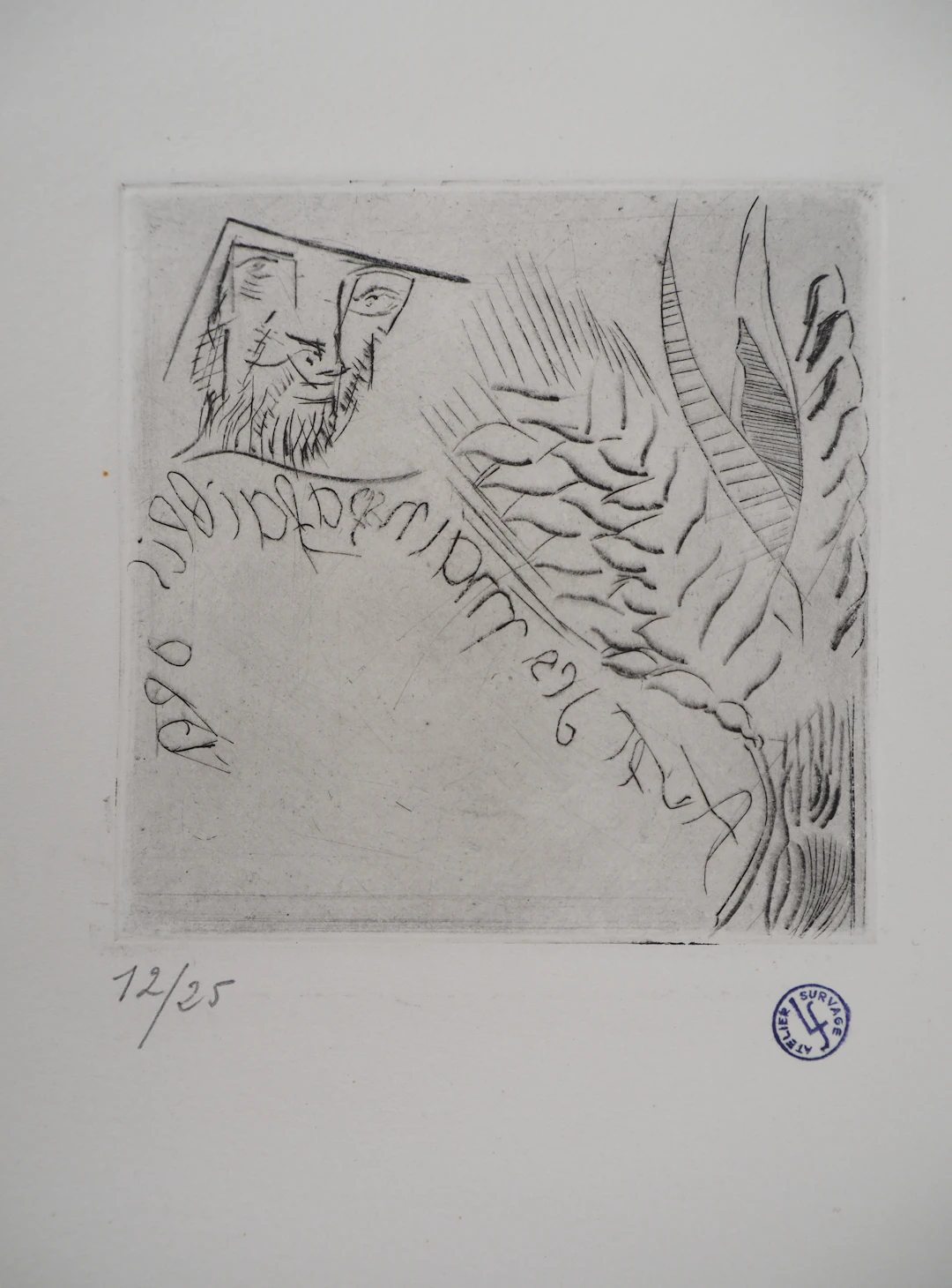 Léopold SURVAGE - Personnage aux rameaux - Gravure originale, Signée