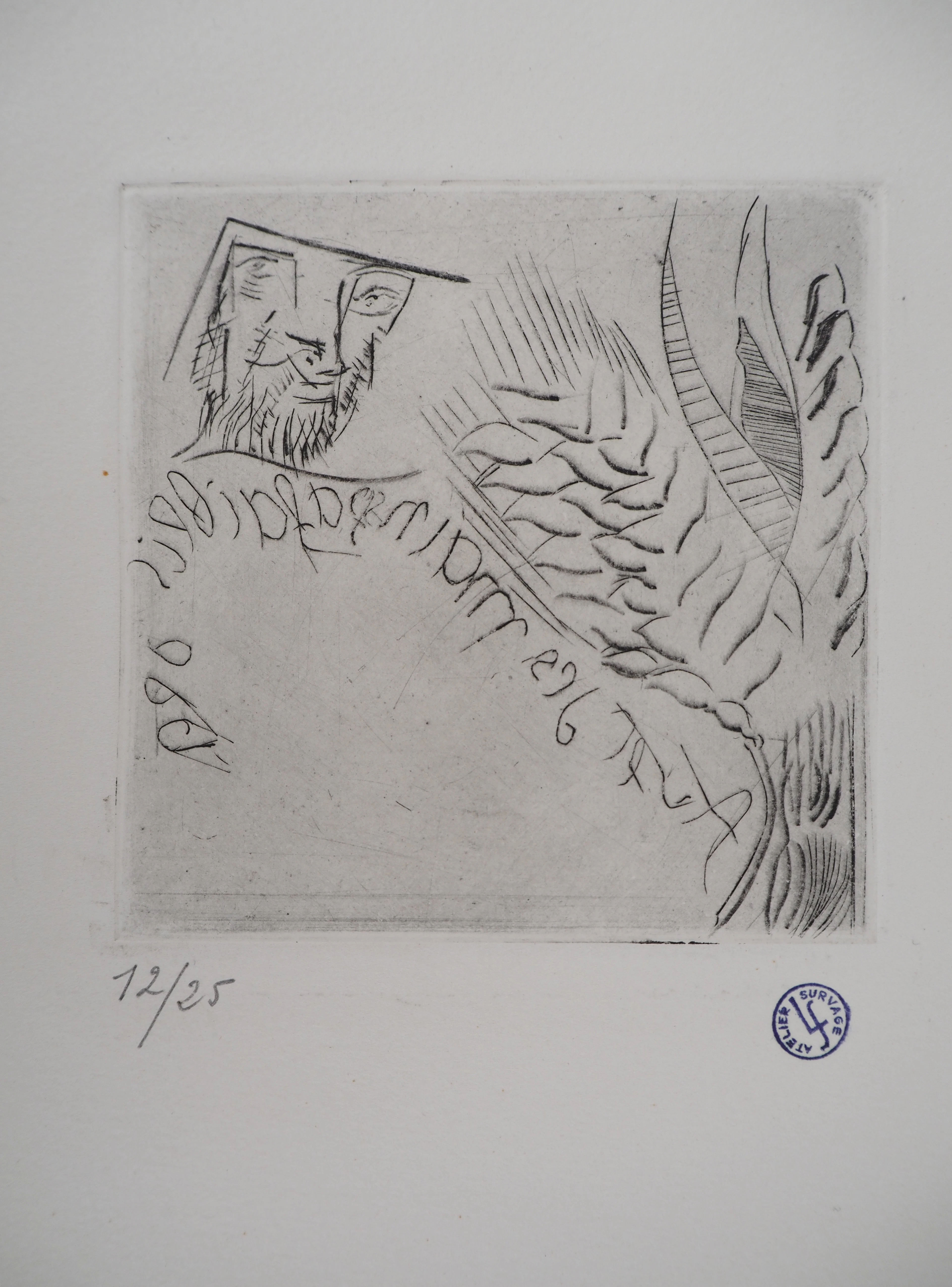 Léopold SURVAGE - Personnage aux rameaux - Gravure originale, Signée