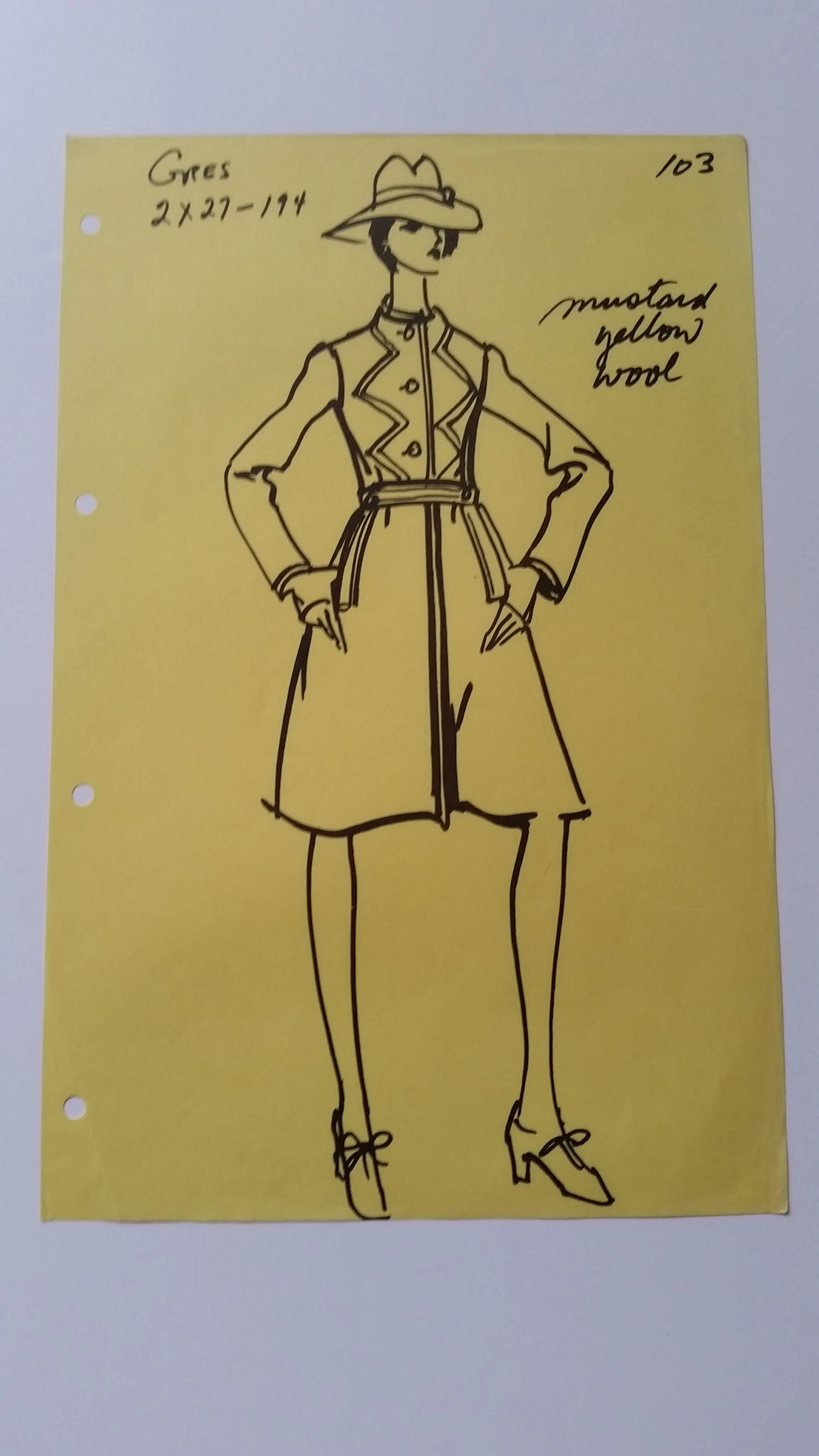 Madame Grès - Croquis veste - Mustard yellow wool