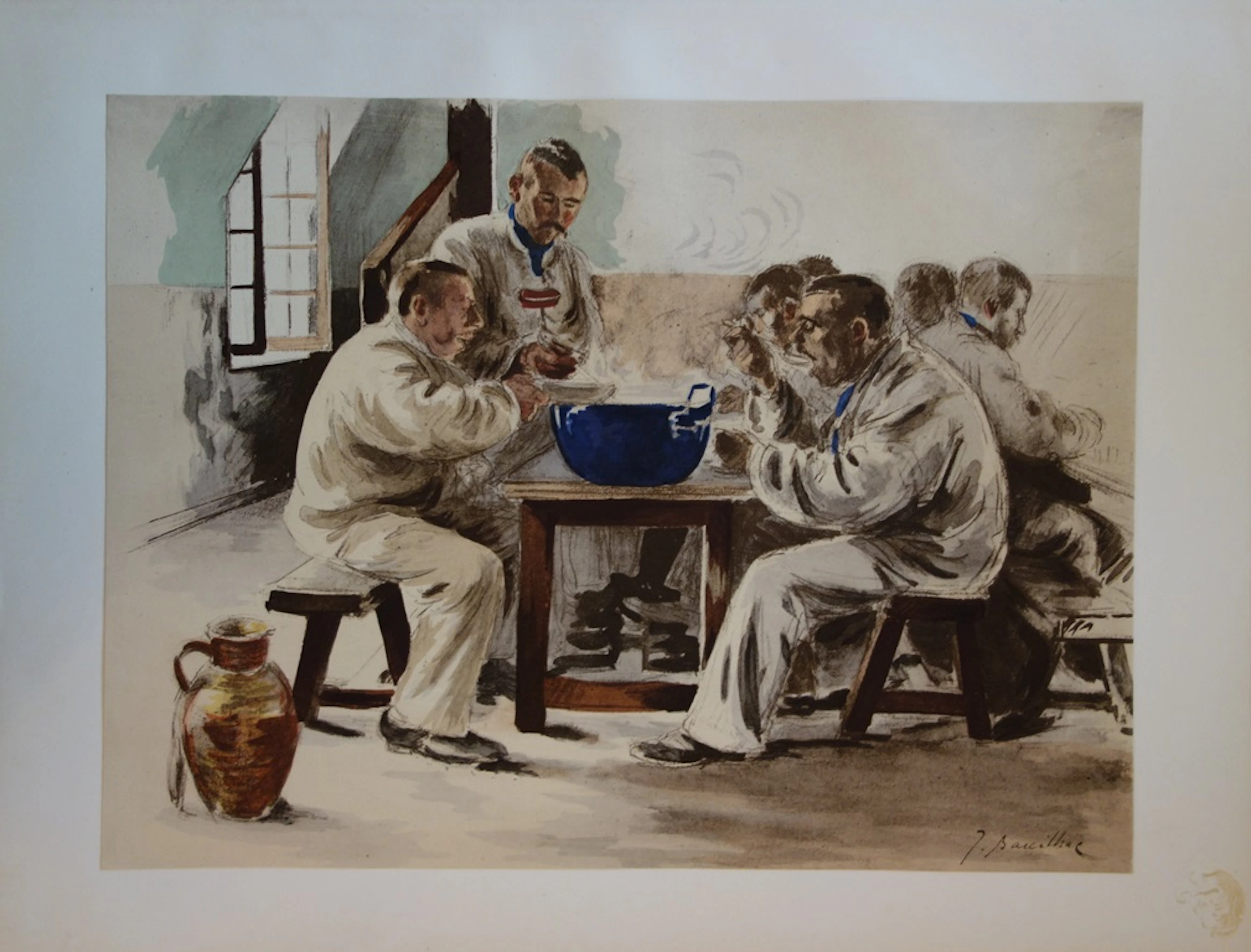 Jacques Baseilhac - La soupe à la chambrée, Lithographie originale