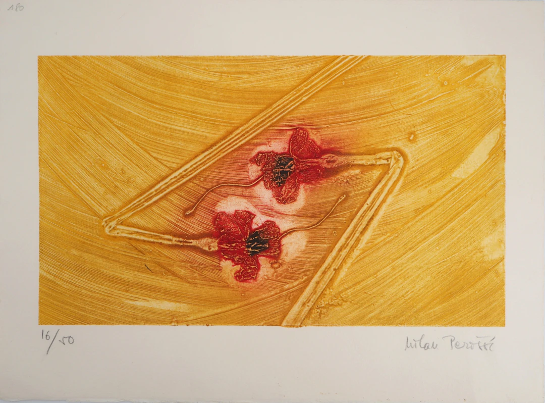 Milan PERISIC : Fleurs dormantes - Gravure originale signée