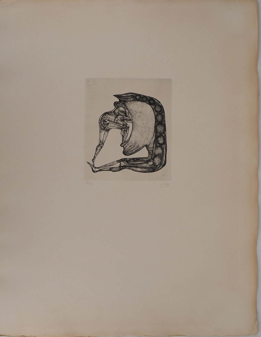 Fred DEUX : L'avaleur, Gravure originale signée