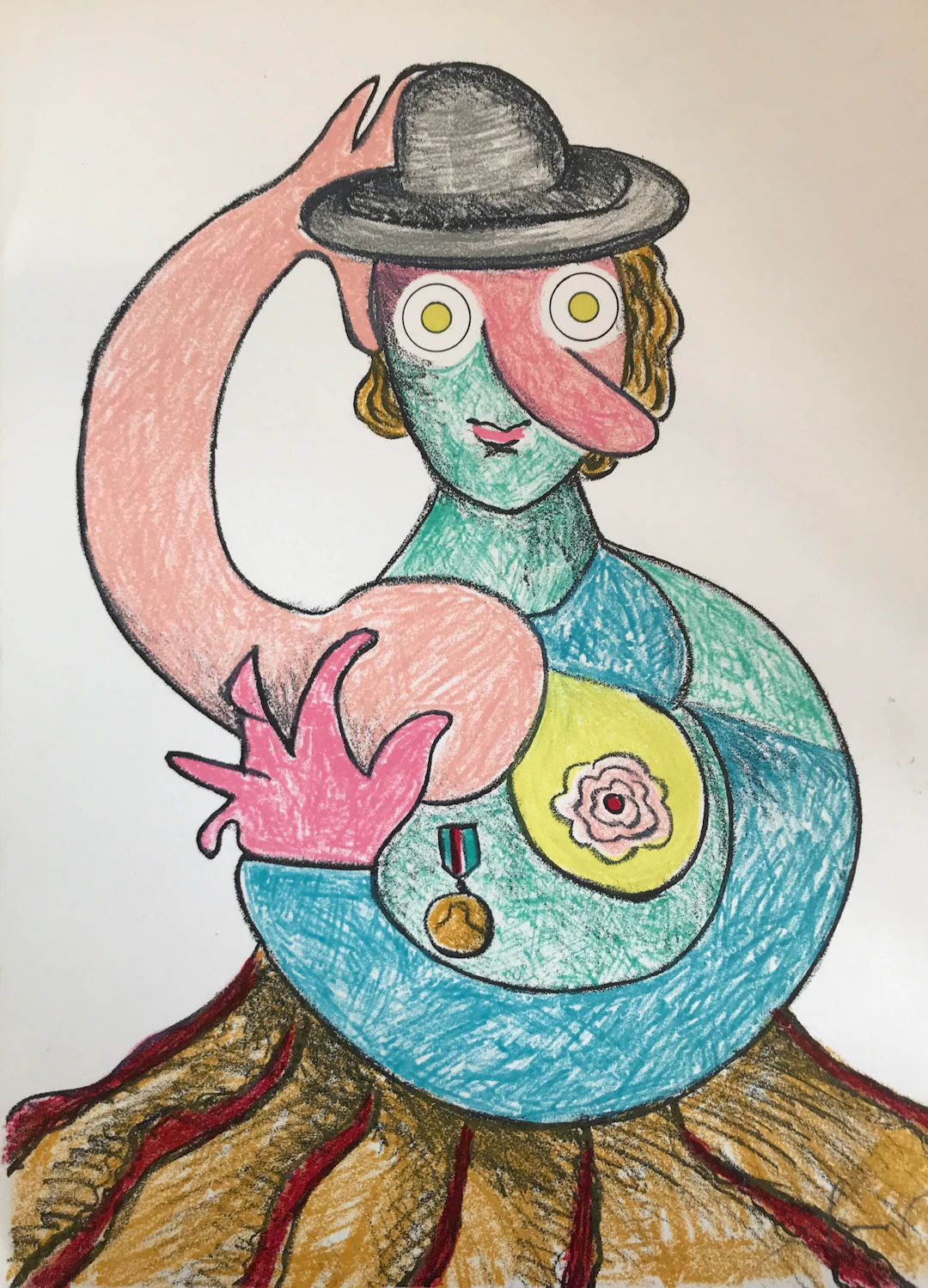 Enrico BAJ - La Femme au chapeau, 1971 - Lithographie signée au crayon