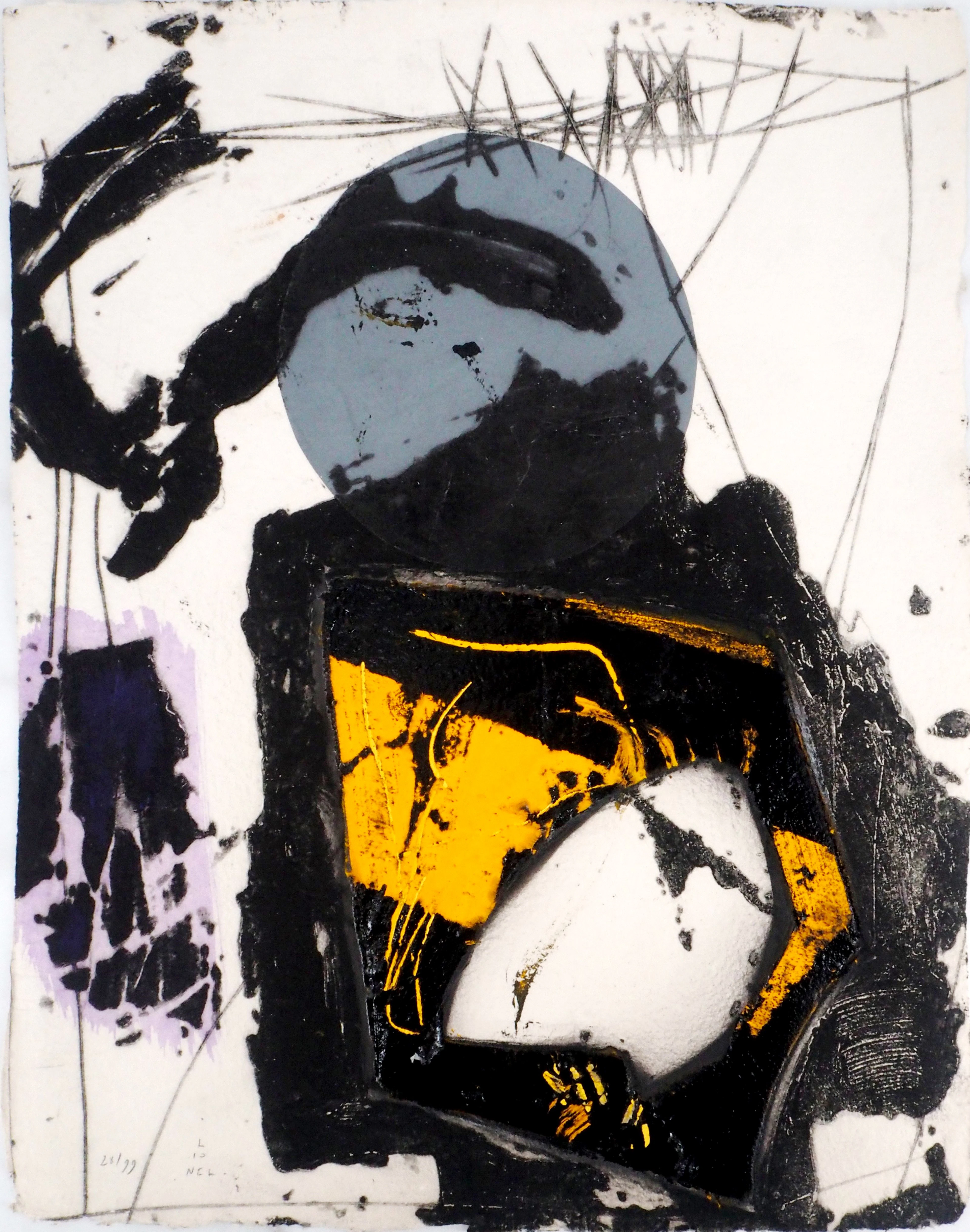 LIONEL : Trace Jaune - Gravure en carborundum signée