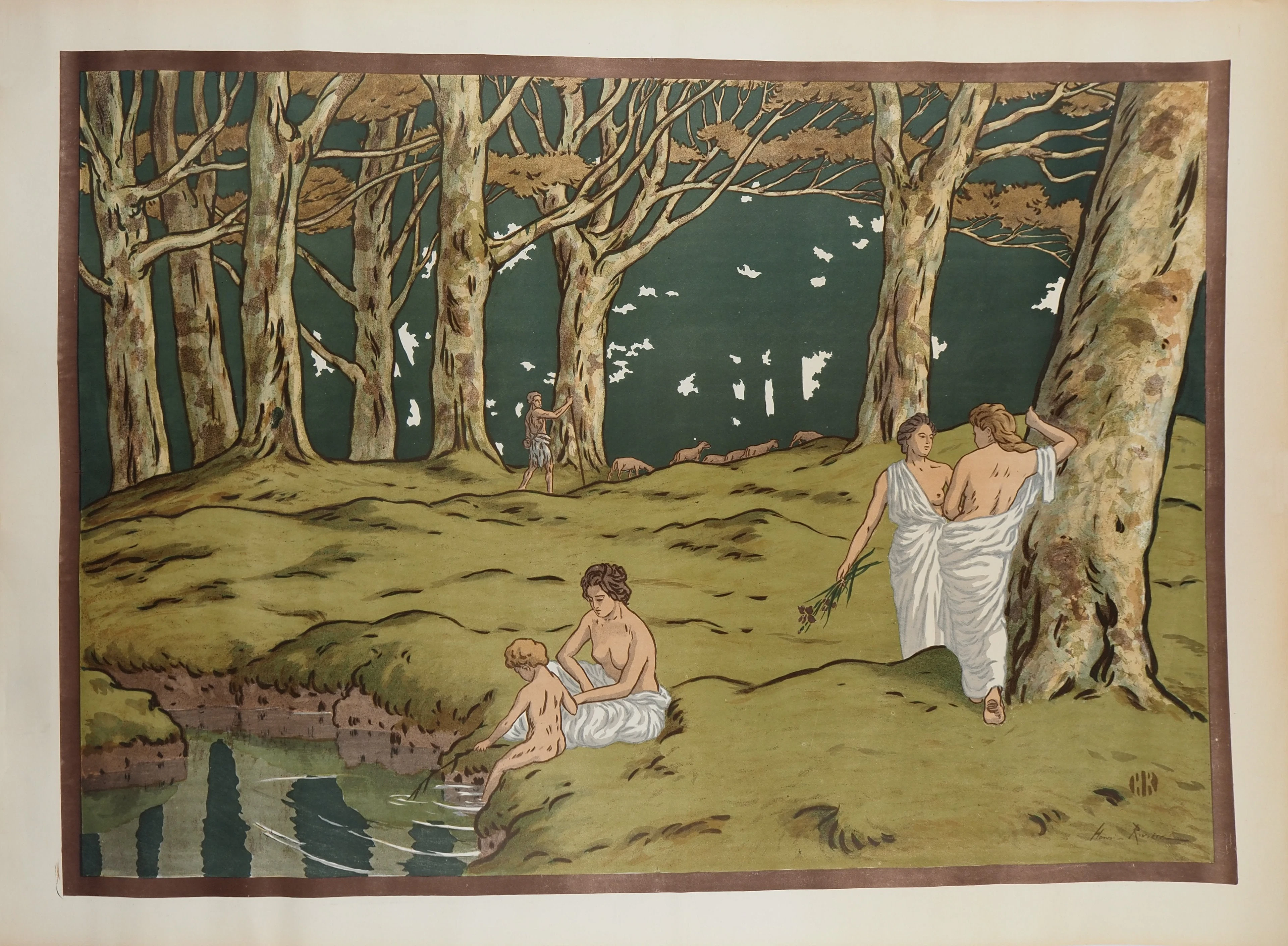 Henri RIVIERE : La clairière, Lithographie originale signée