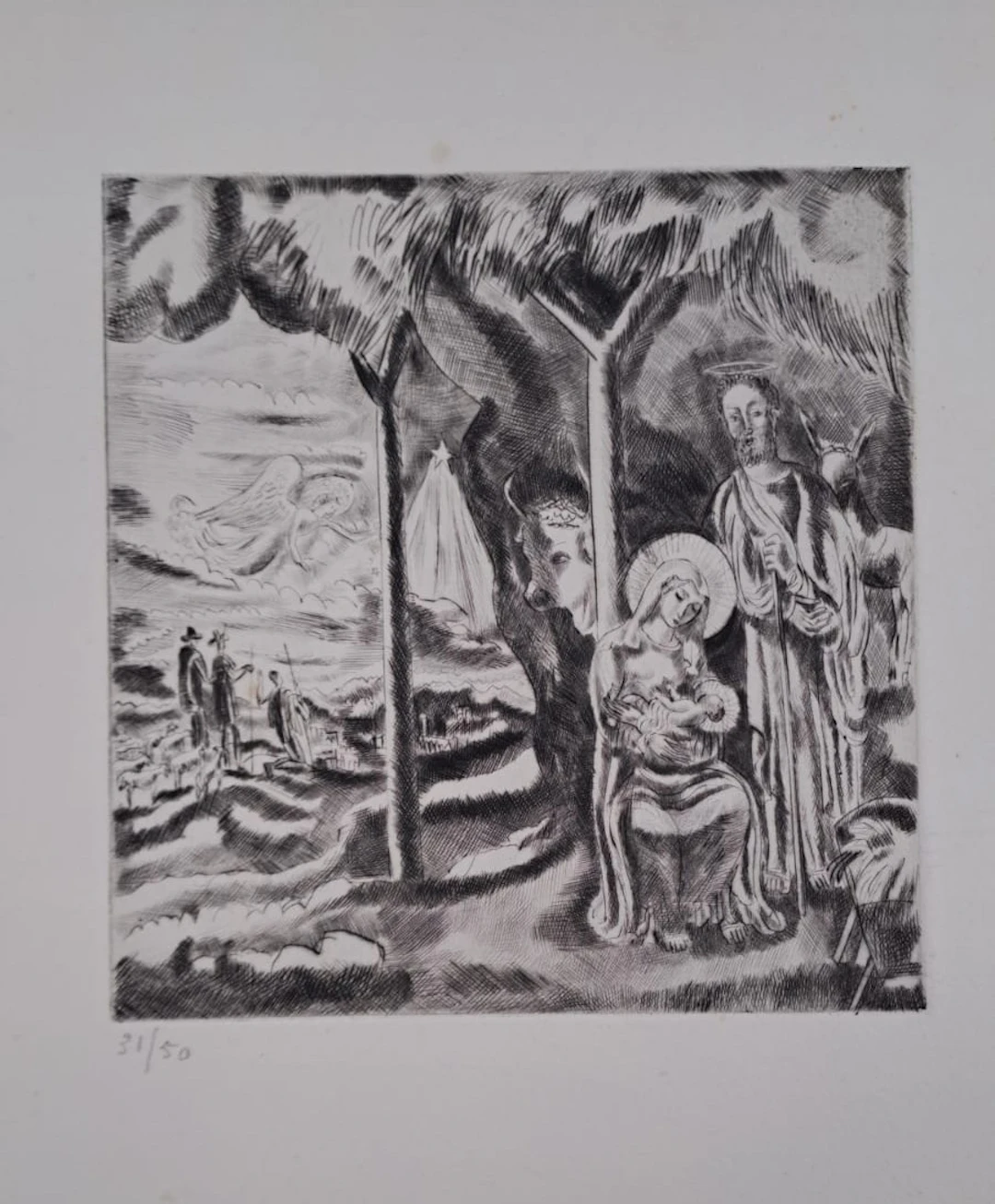 Ecole Moderne - La Nativité - Lithographie originale, numérotée au crayon