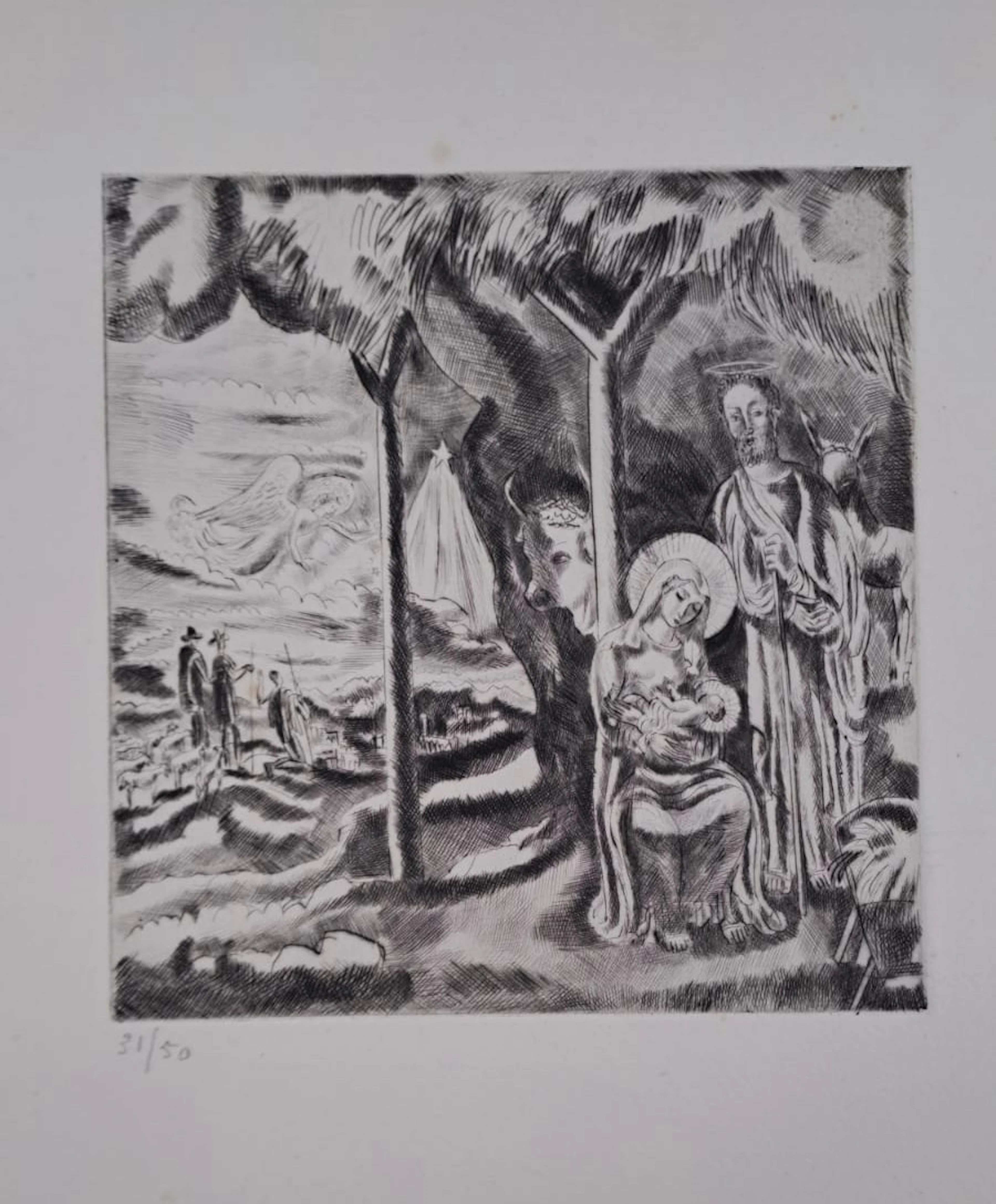 Ecole Moderne - La Nativité - Lithographie originale, numérotée au crayon
