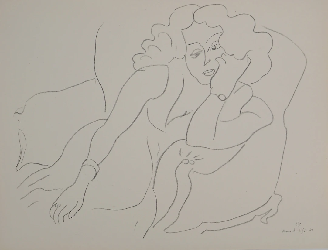 Henri MATISSE : Femme à la chevelure bouclée, Lithographie signée