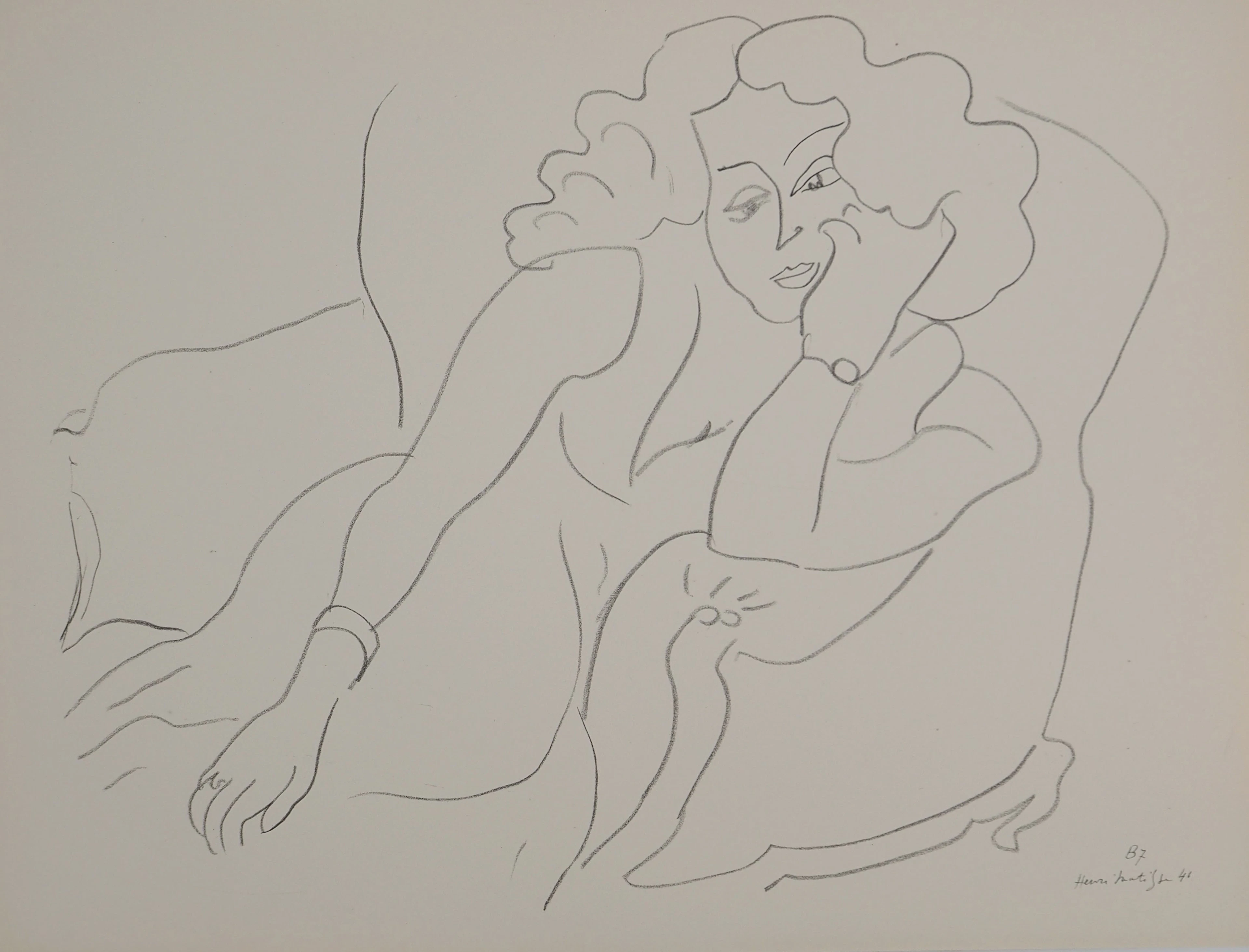 Henri MATISSE : Femme à la chevelure bouclée, Lithographie signée