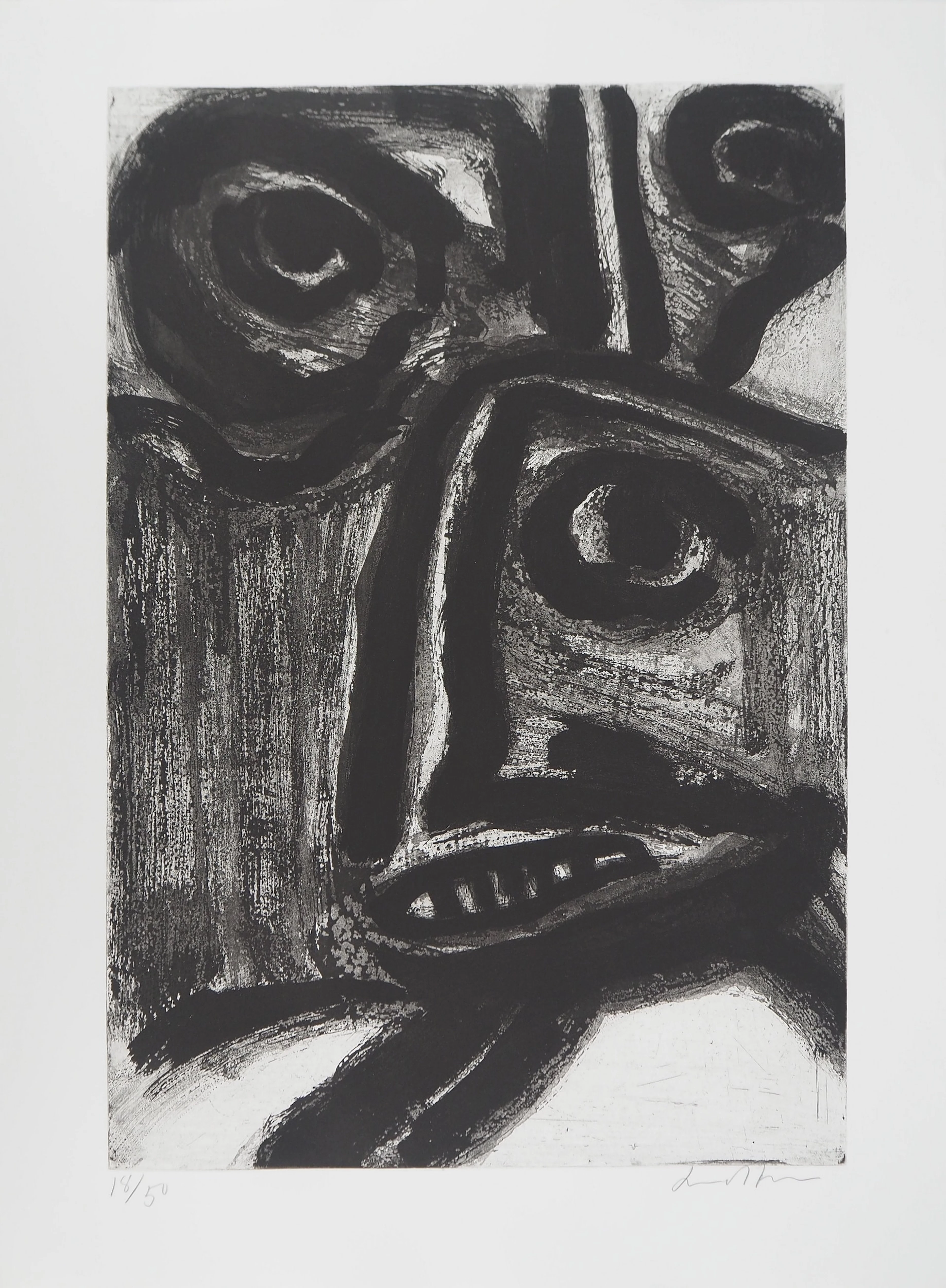 Bengt LINDSTROM : Créature Chamanique, Gravure originale signée
