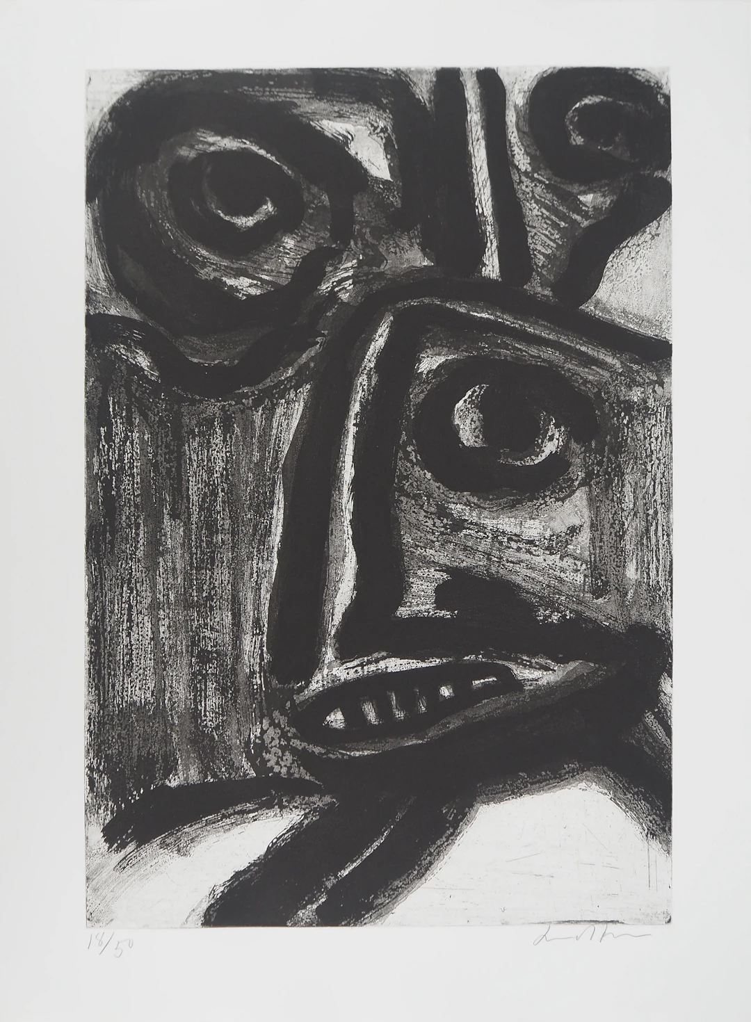 Bengt LINDSTROM : Créature Chamanique, Gravure originale signée