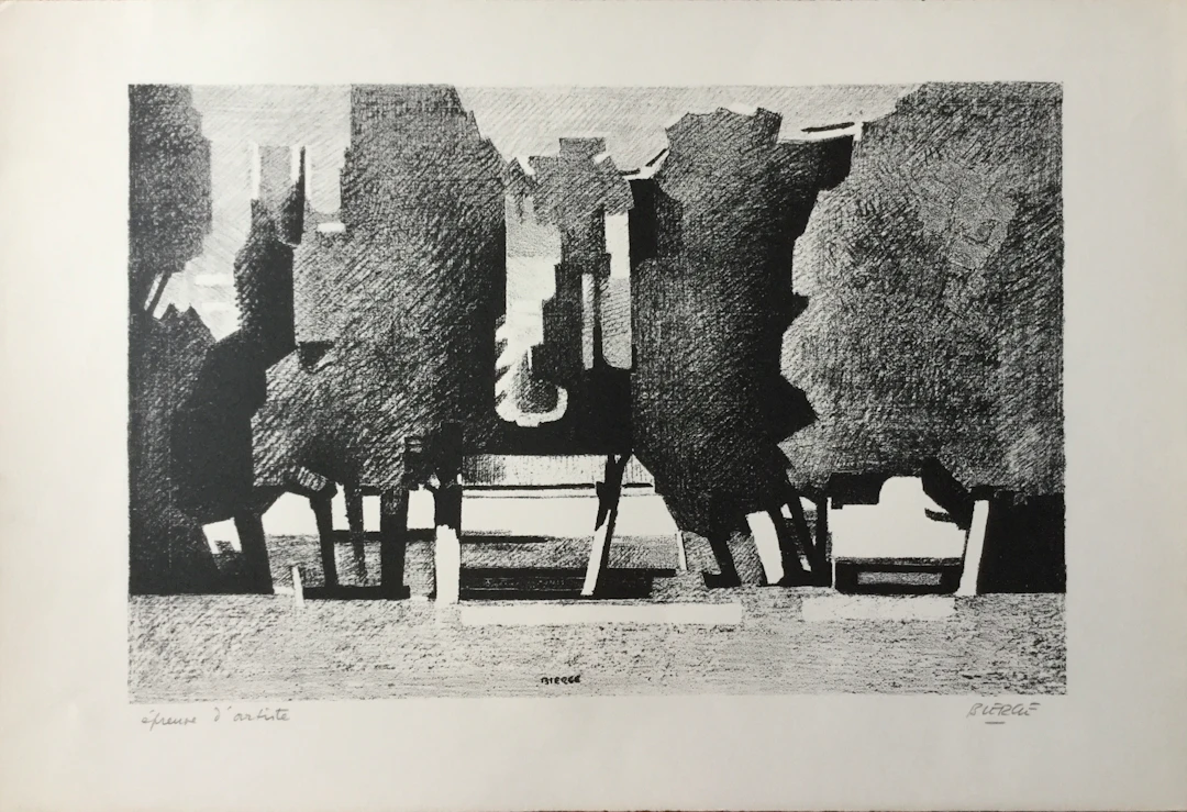 Roland BIERGE - Paysage à Saint-Bonnet-lès-Allier,1957 - Lithographie