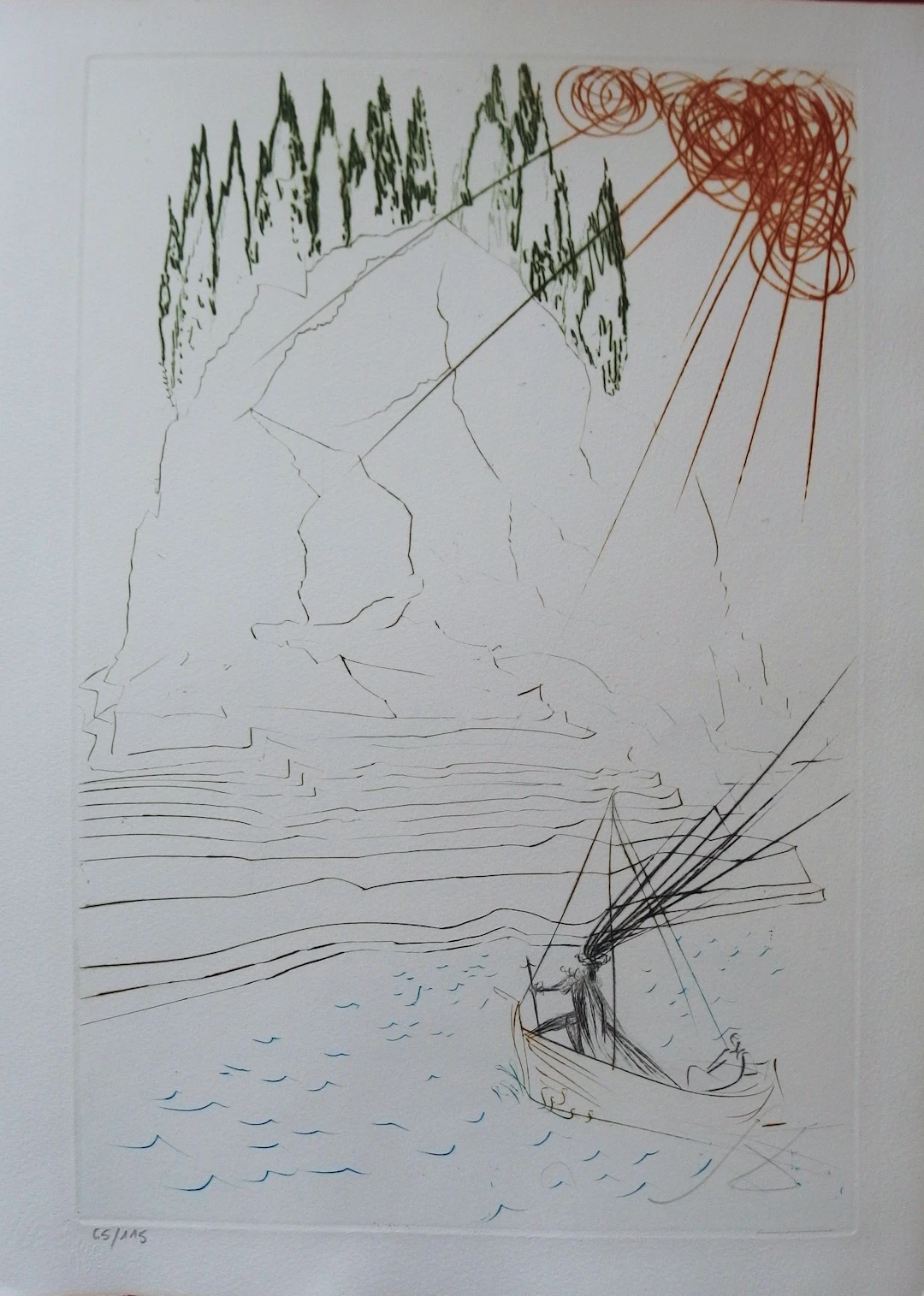 Salvador DALI : Le combat avec le Morhoult - Gravure originale Signée