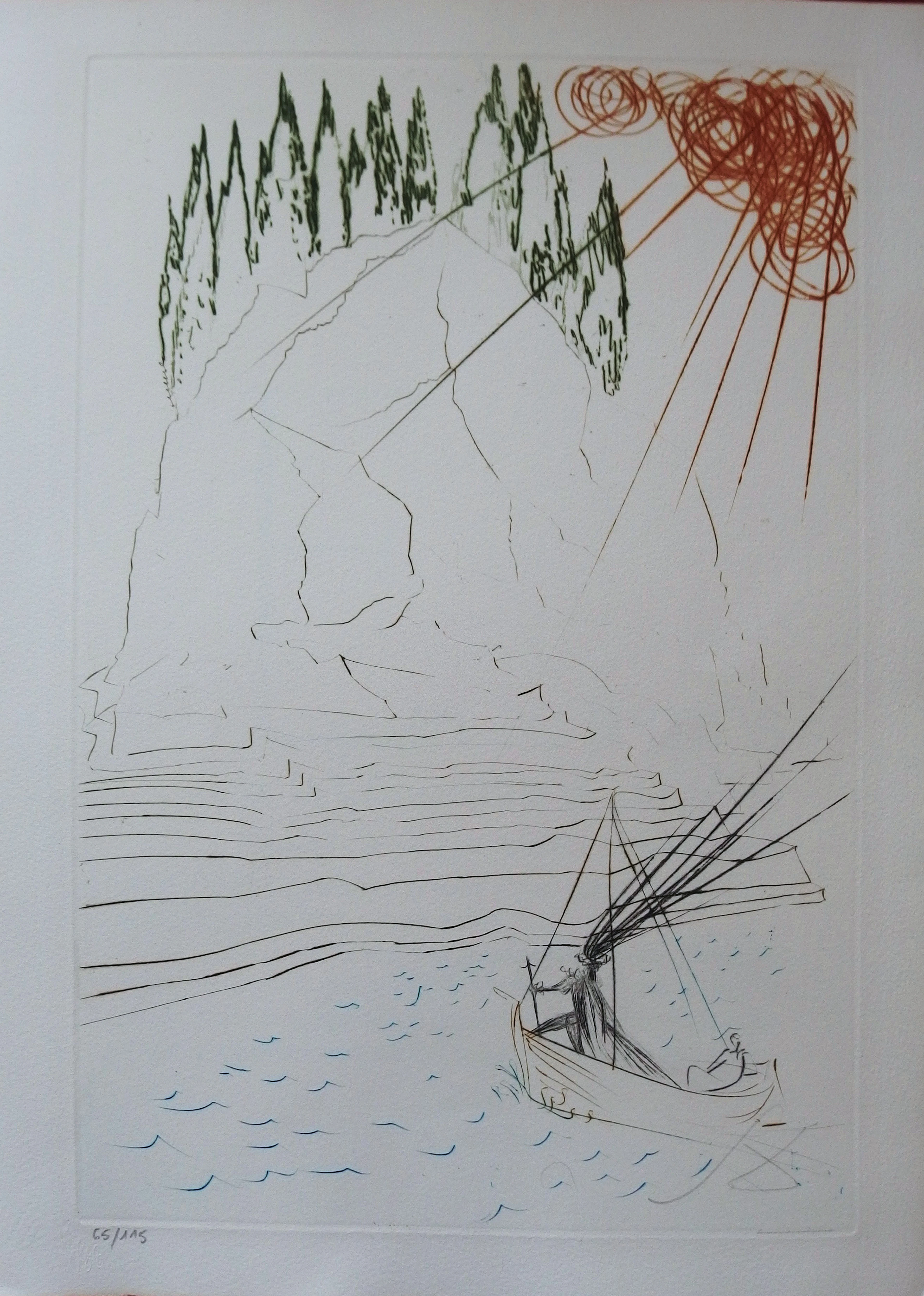 Salvador DALI : Le combat avec le Morhoult - Gravure originale Signée