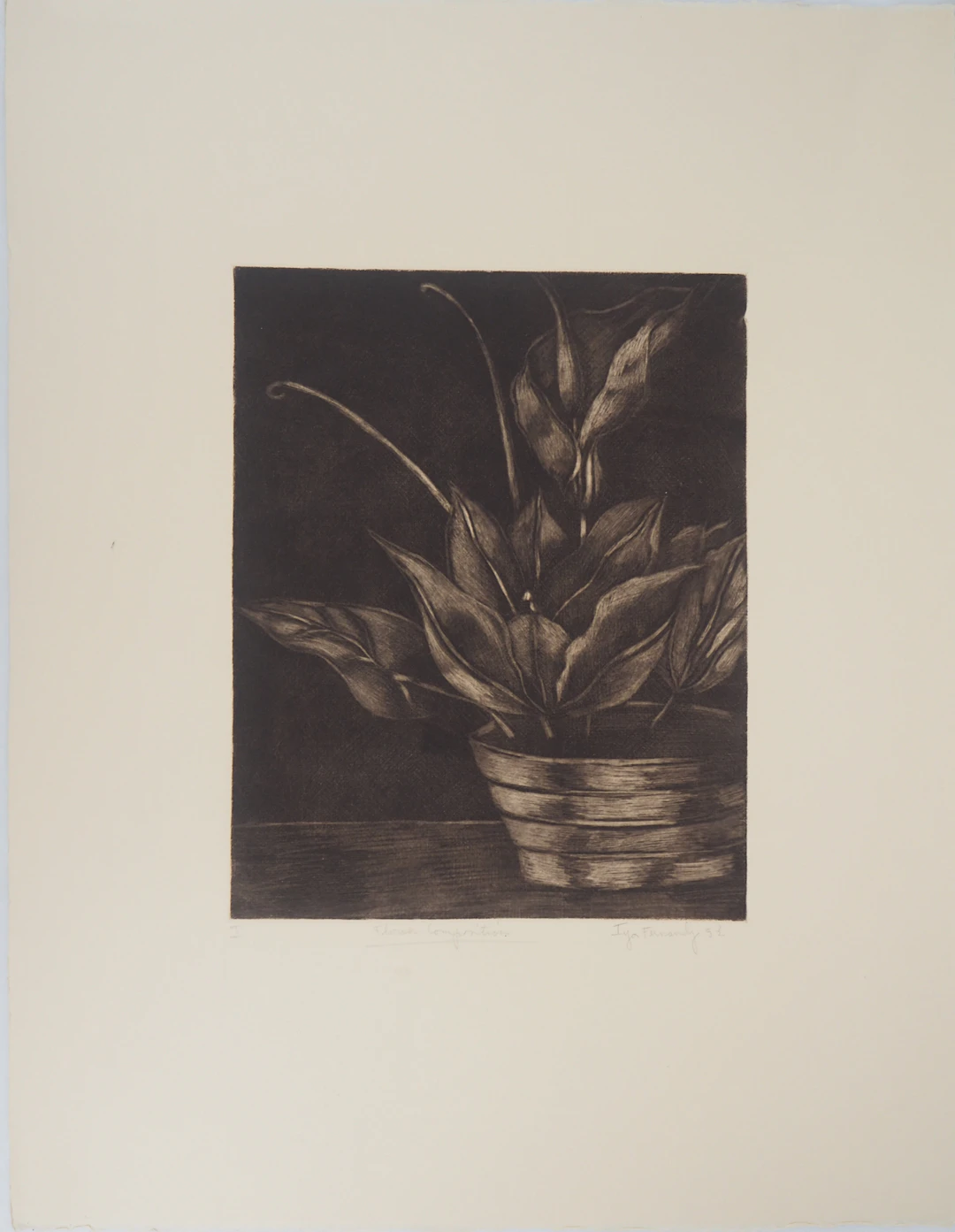 Iya FERNANDEZ: Flower Composition - Gravure signée