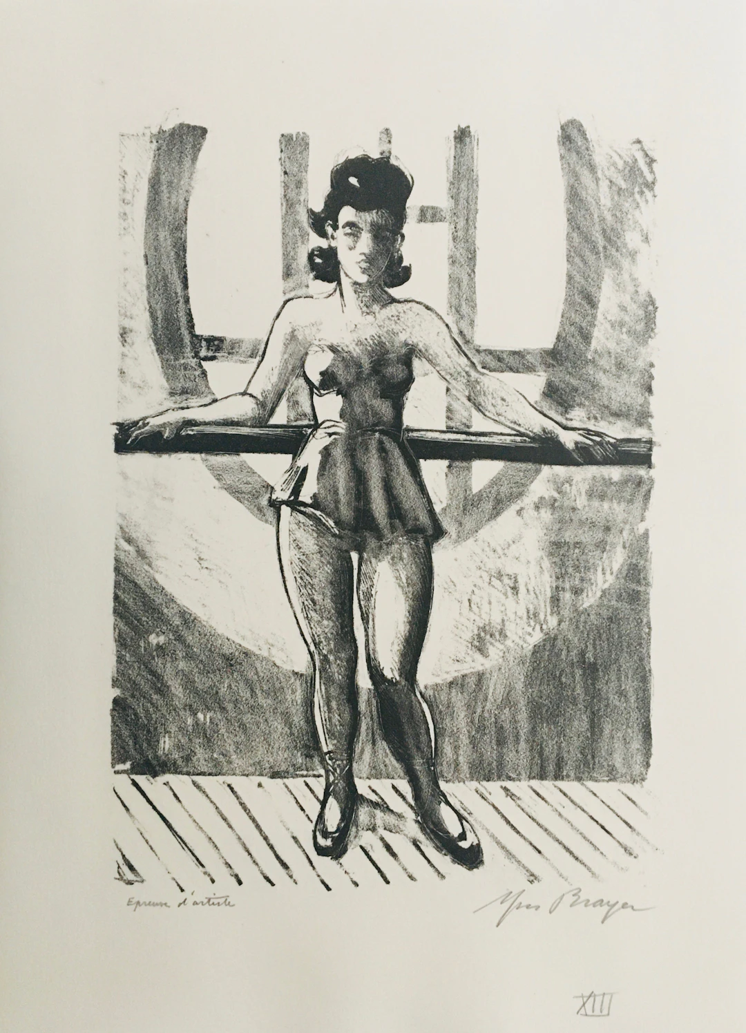 Yves BRAYER - Danseuse appuyée à la barre, 1969 - Lithographie signée au crayon