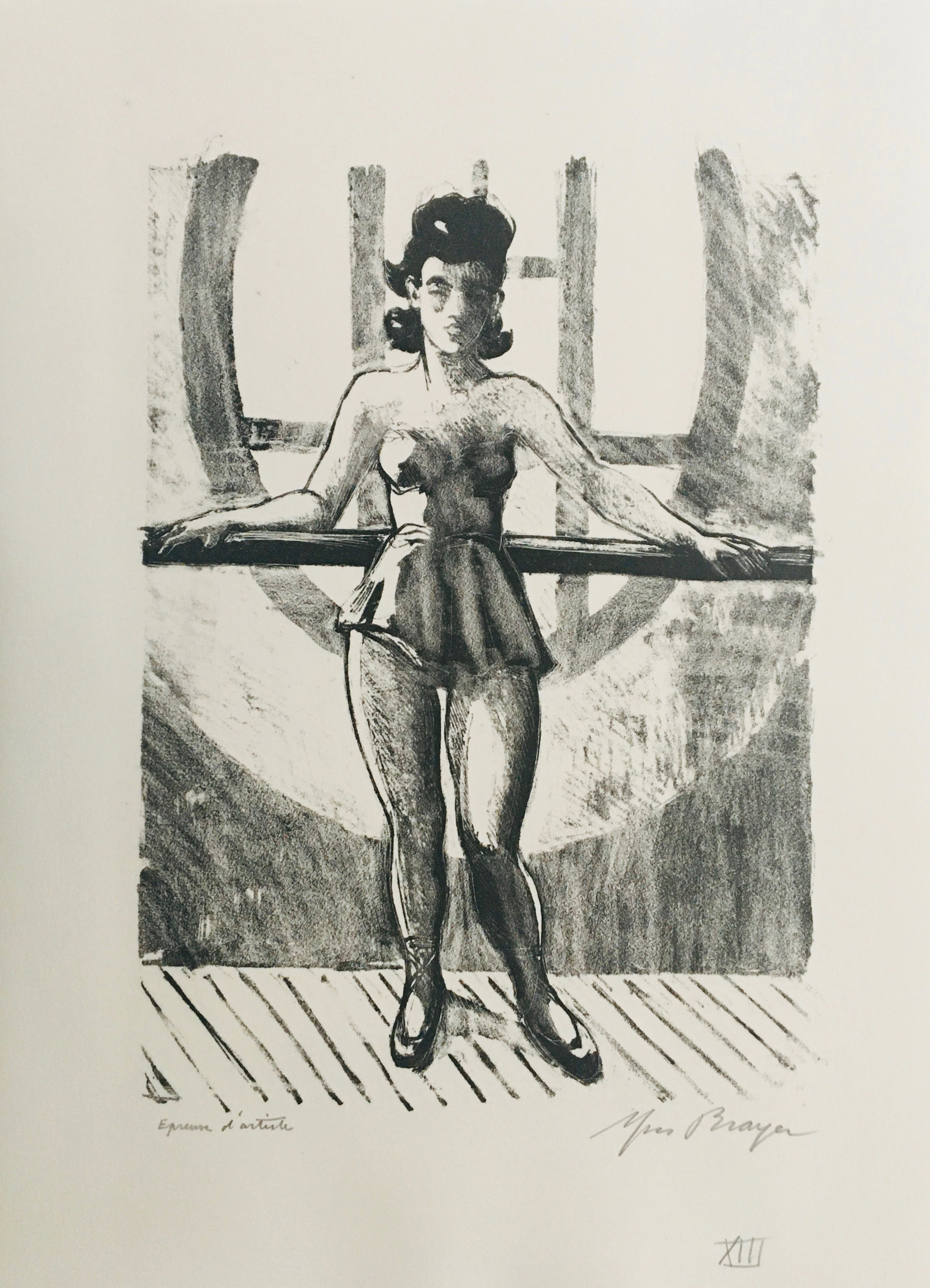 Yves BRAYER - Danseuse appuyée à la barre, 1969 - Lithographie signée au crayon