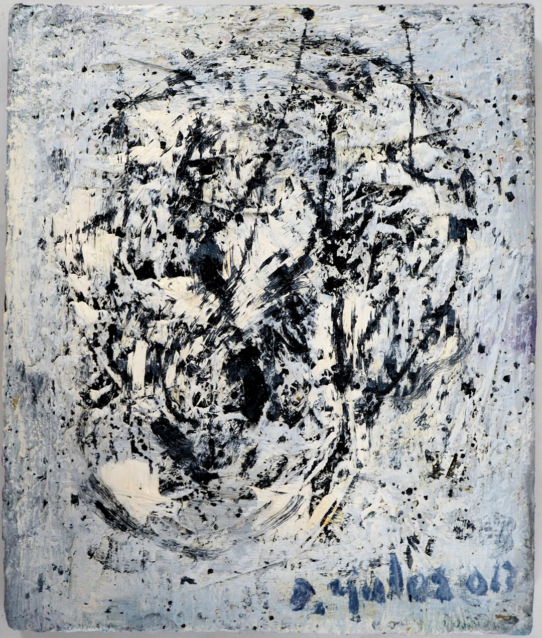 Dyap GULER - Portrait masculin, abstraction en bleu et noir - Technique