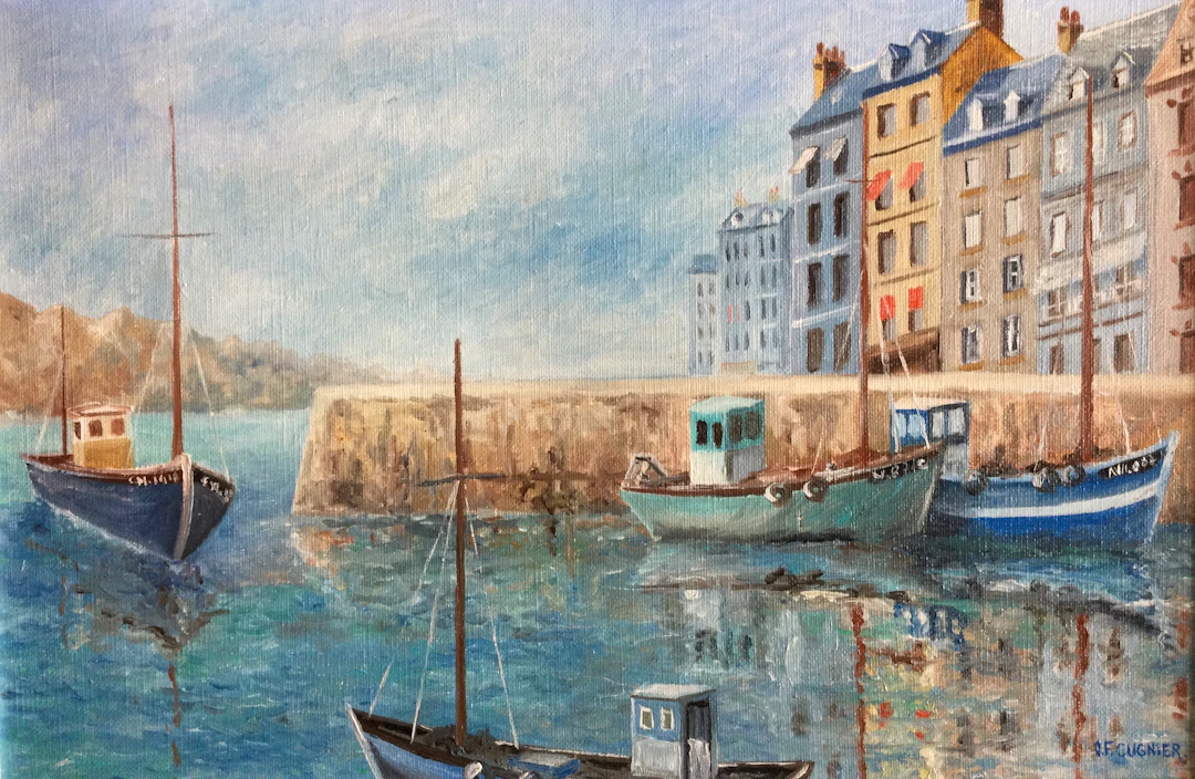 Jean-François CUGNIER - Auray,retour au port - Huile sur toile signée
