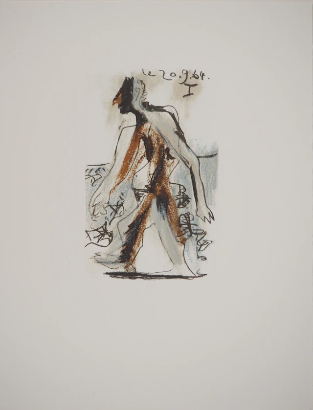 Pablo PICASSO : Le Goût du Bonheur, L’homme de la pénombre, Lithographie
