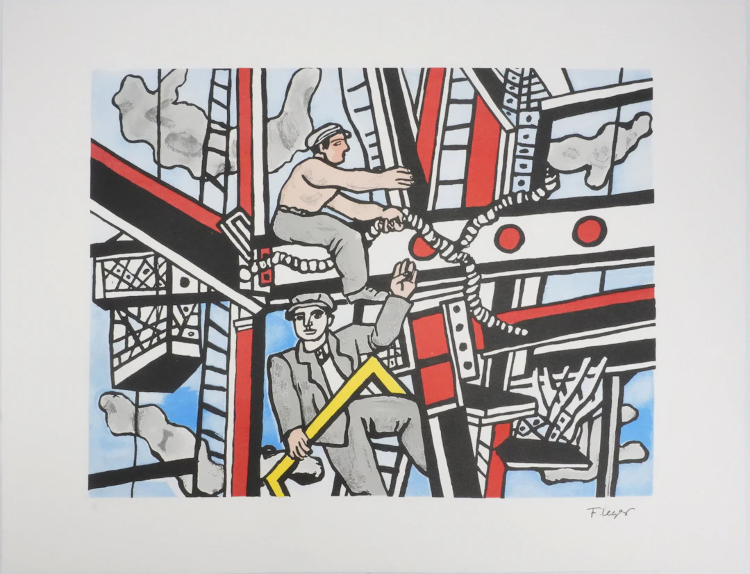 Fernand LEGER : Les constructeurs saluant, Lithographie signée